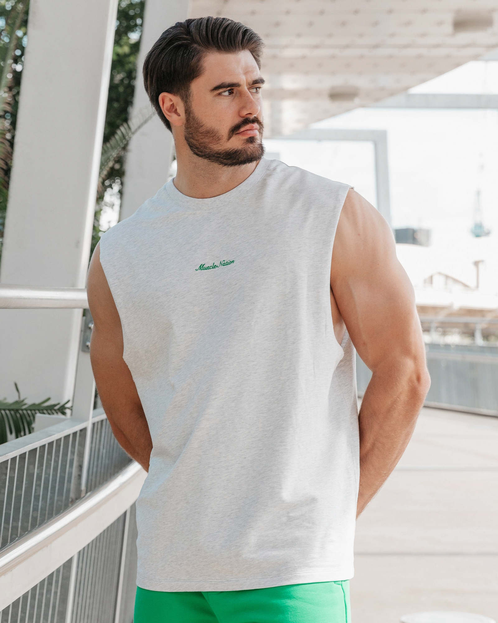 Loopback Muscle Tank - Snow Grey Marl