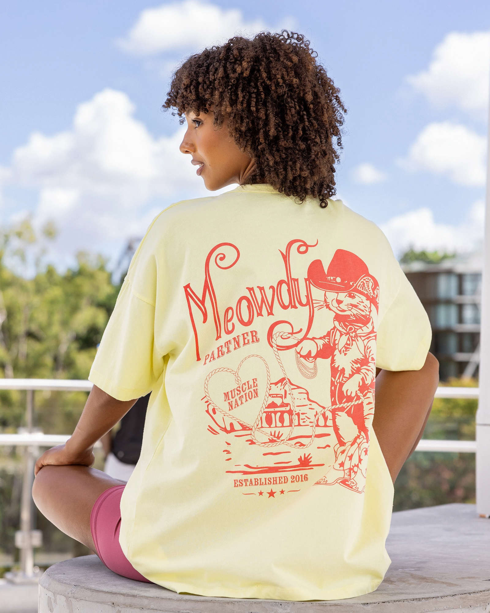 Meowdy Partner Oversized Tee - Limoncello