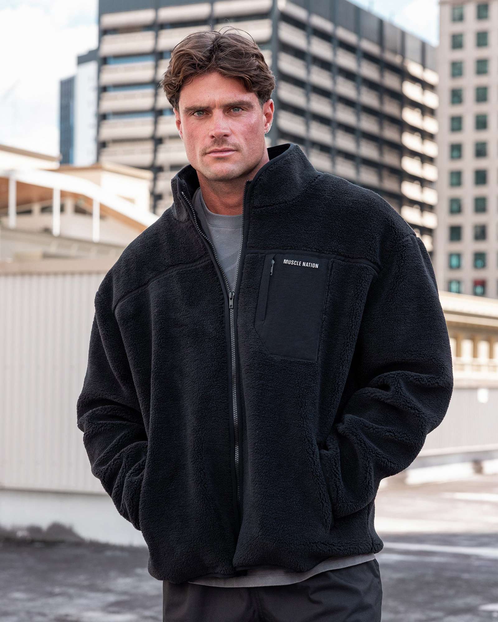 Nomad Sherpa Zip Through Jacket - Black