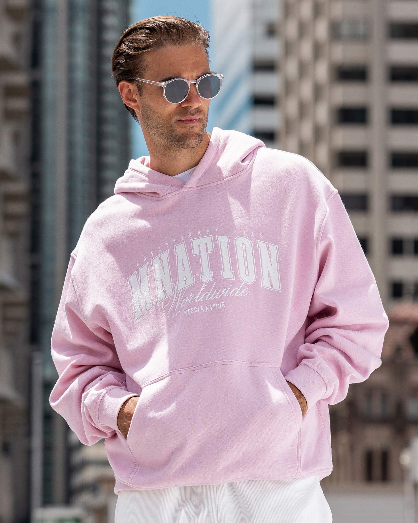 Worldclass Oversized Hoodie - Washed Powder Pink