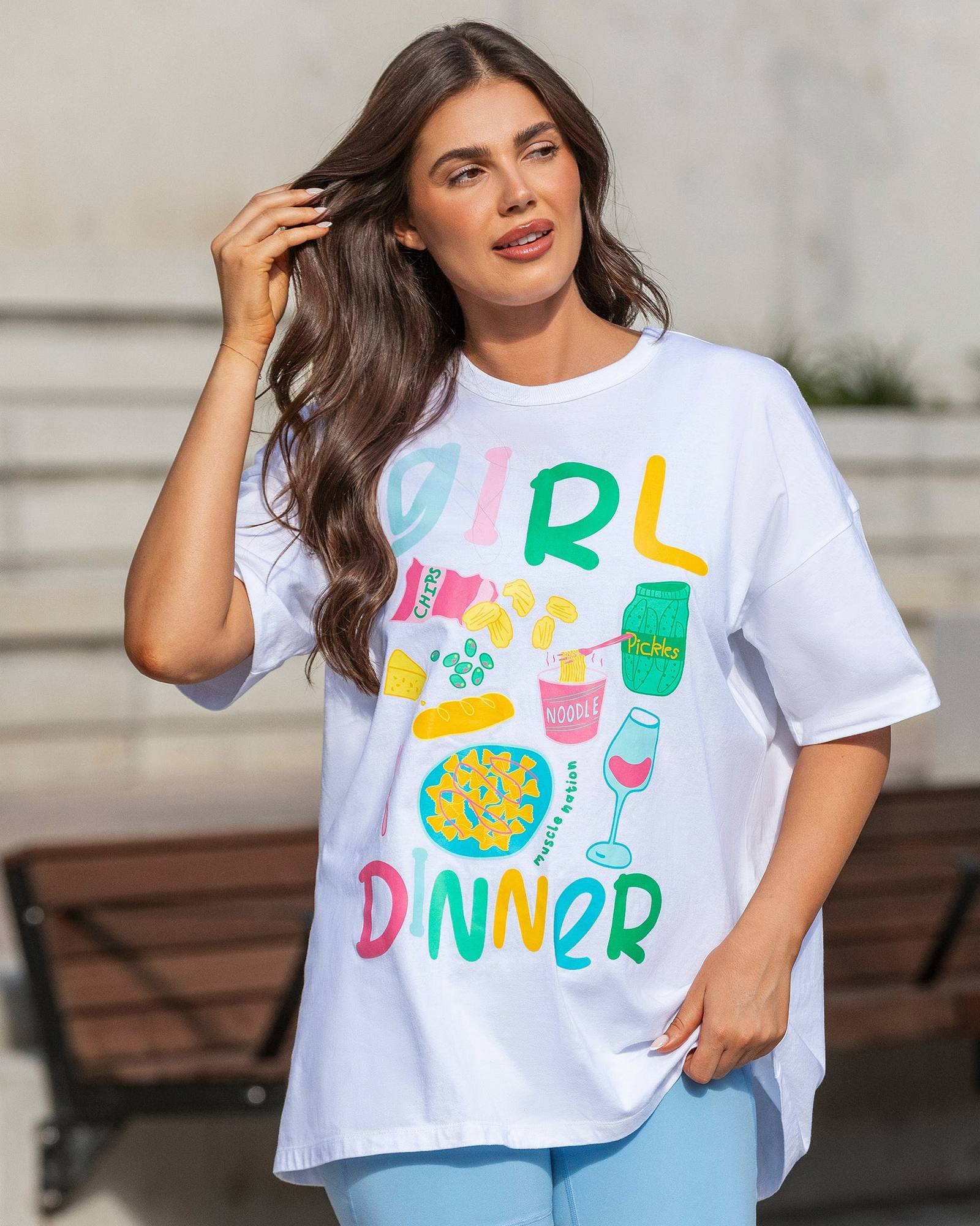 Girl Dinner Oversized Tee - White