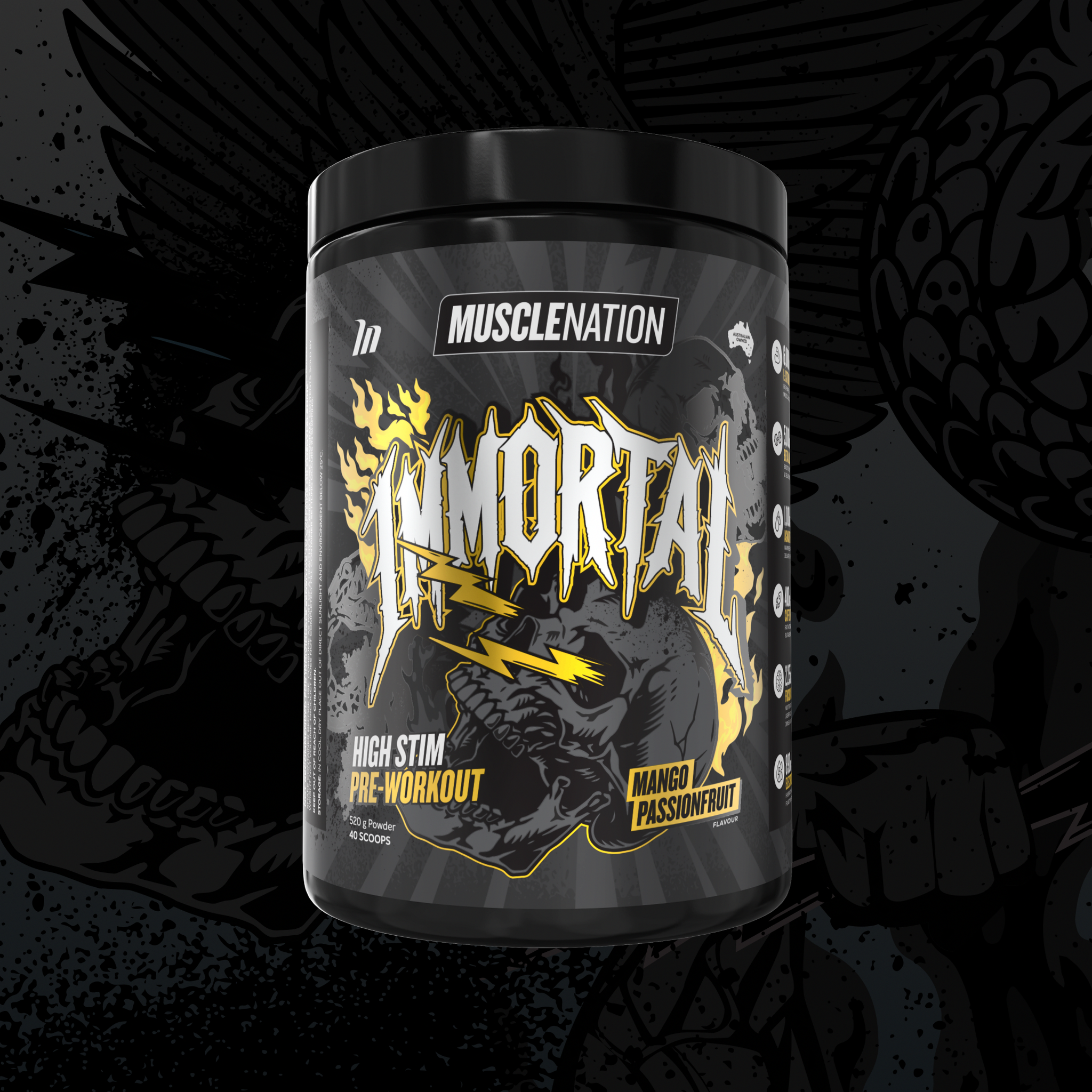 IMMORTAL Pre-Workout - Mango Passionfruit - 40 serves