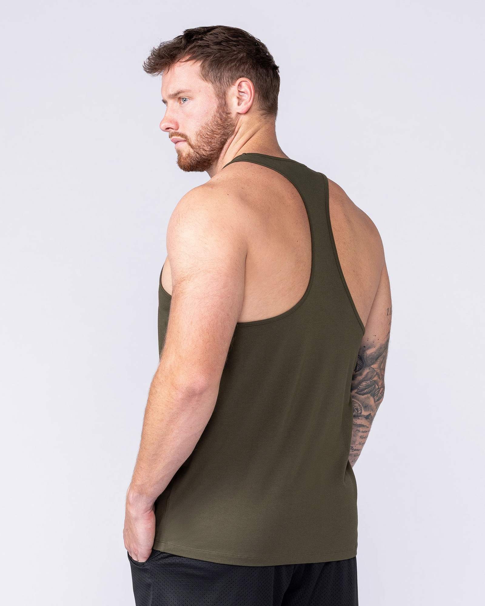 Infinite Y Back Singlet - Dark Khaki