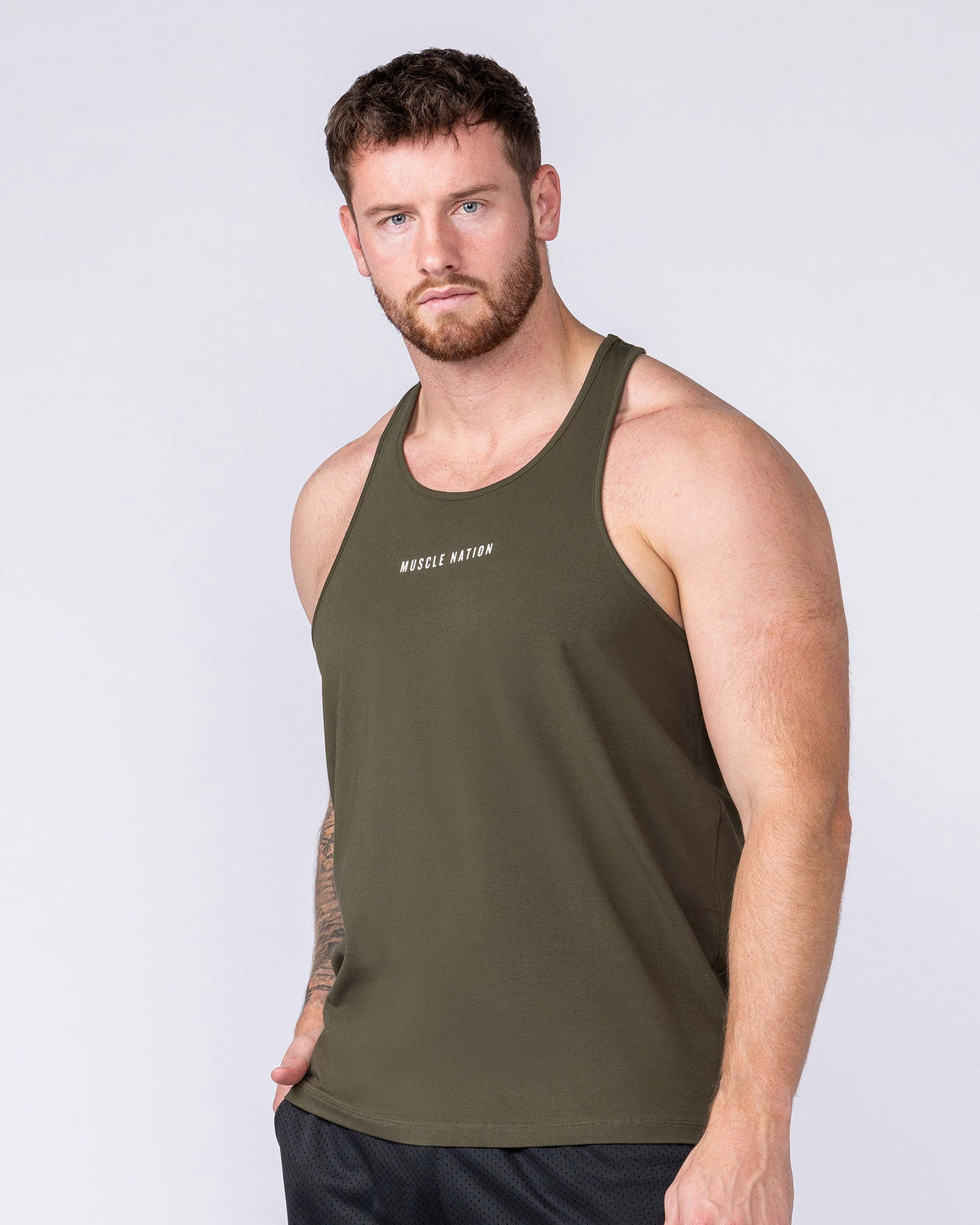 Infinite Y Back Singlet - Dark Khaki
