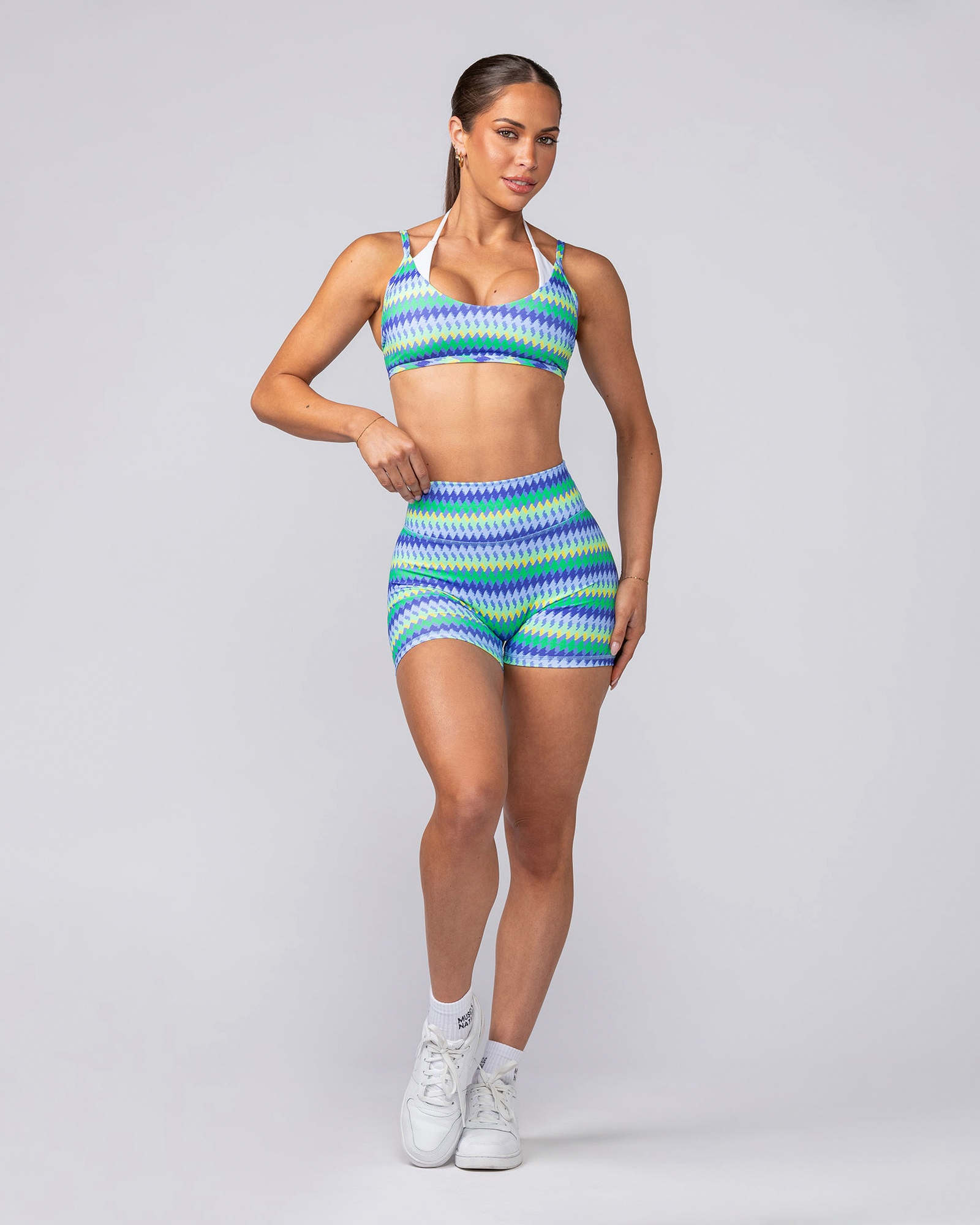Instinct Scrunch Midway Shorts - Blue Fiesta Print