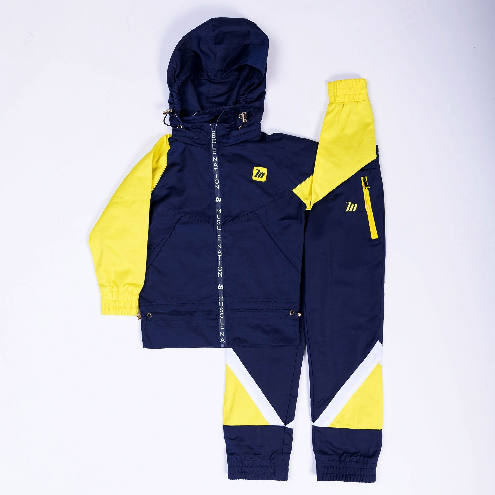 Kids MN Retro Tracksuit Pants - Navy / Yellow