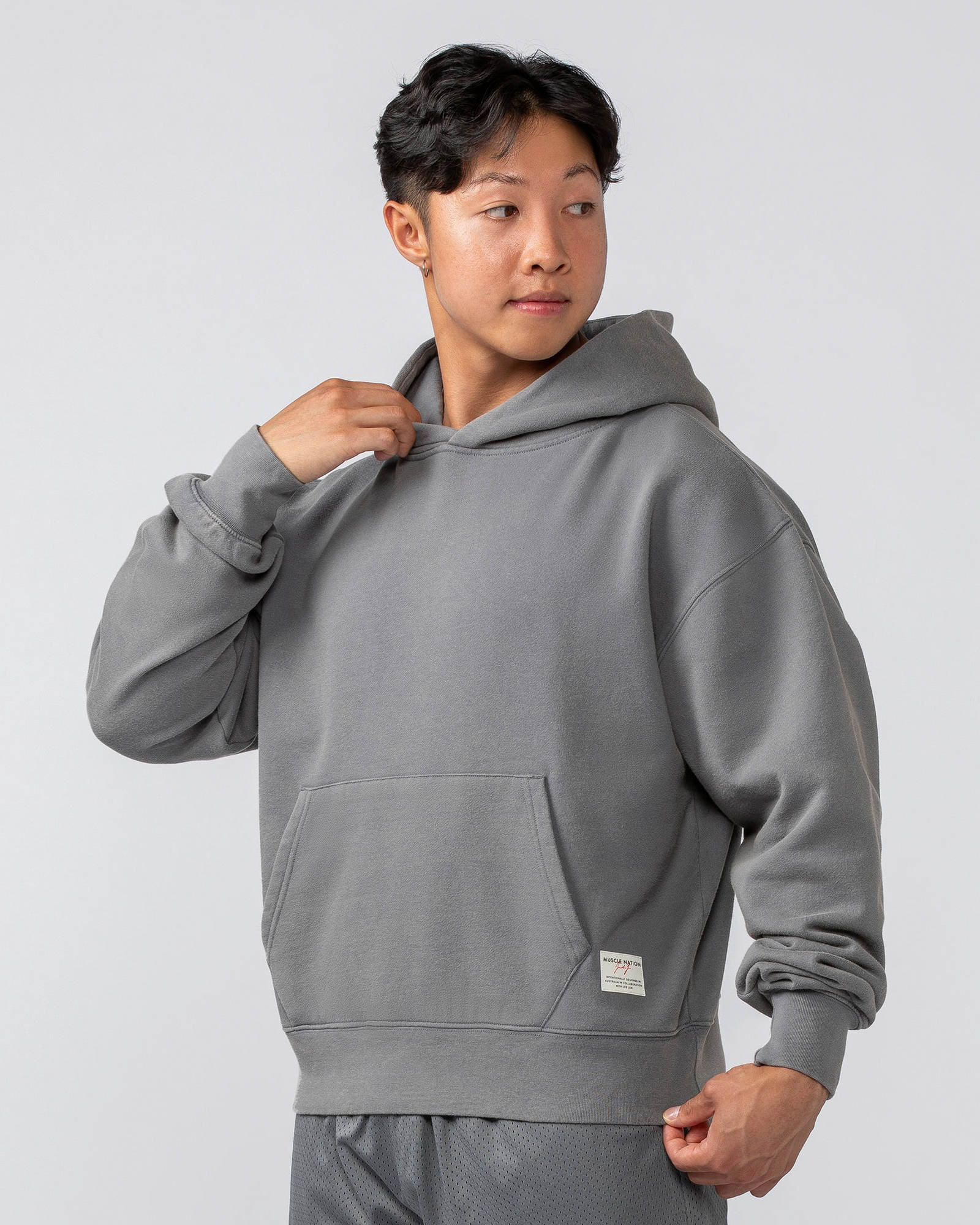 Lee Lem Cropped Hoodie - Washed Platinum Grey