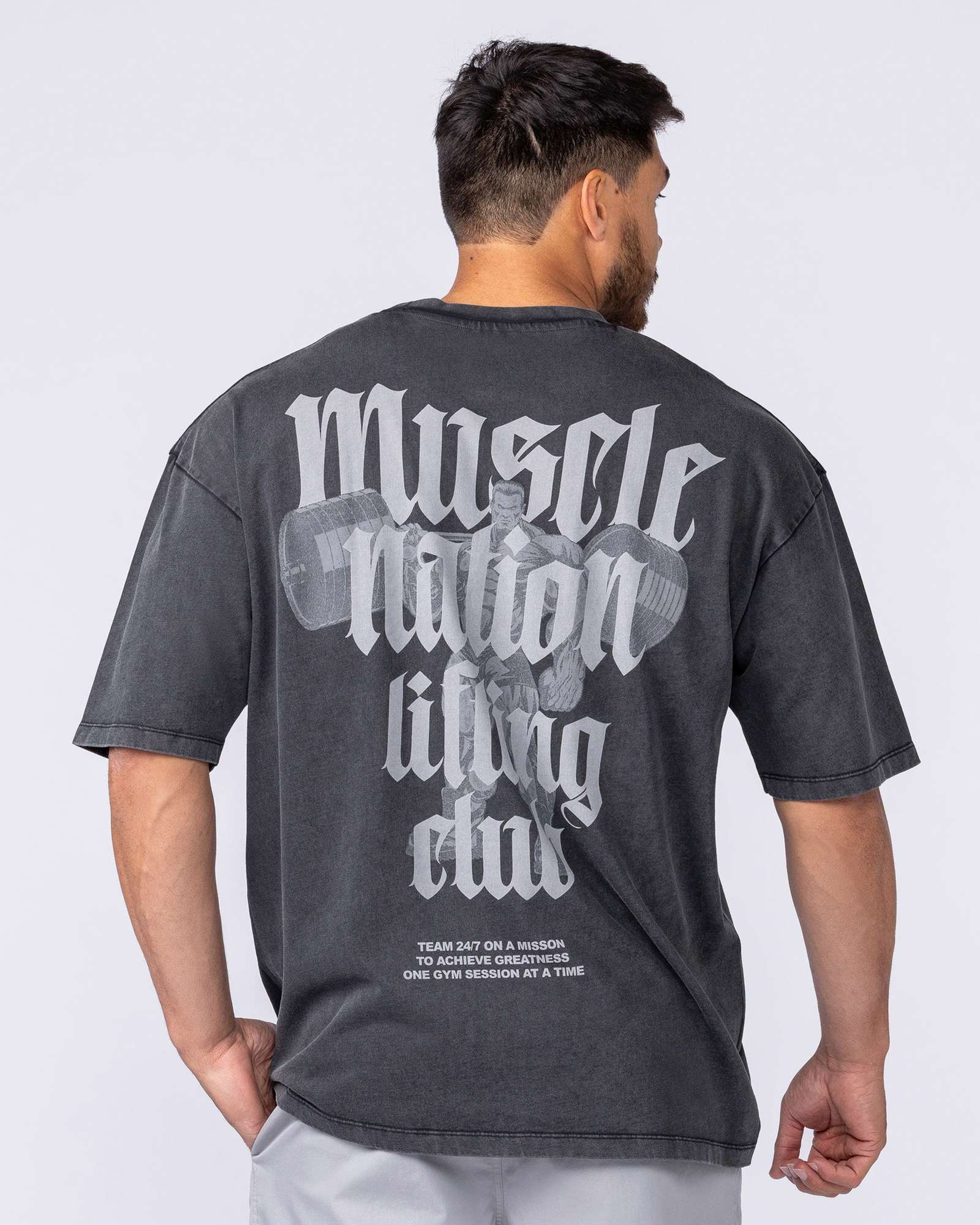 Lifting Club Oversized Vintage Tee - Washed Black