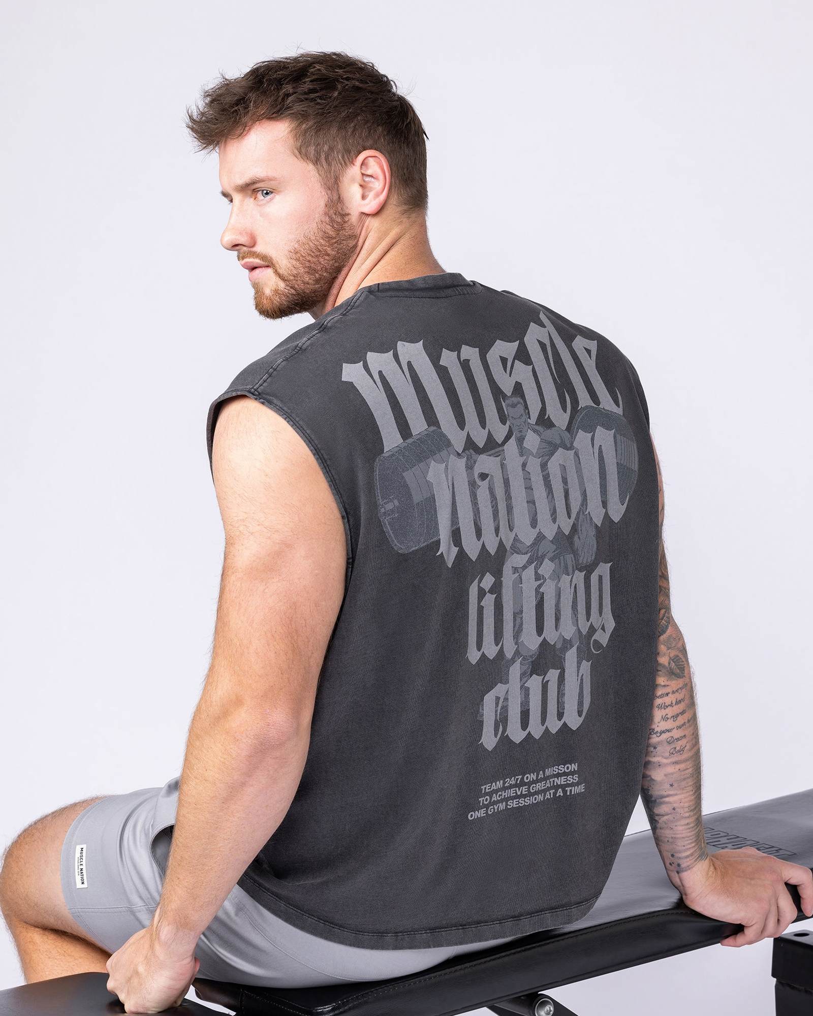 Lifting Club Vintage Boxy Muscle Tank - Washed Black