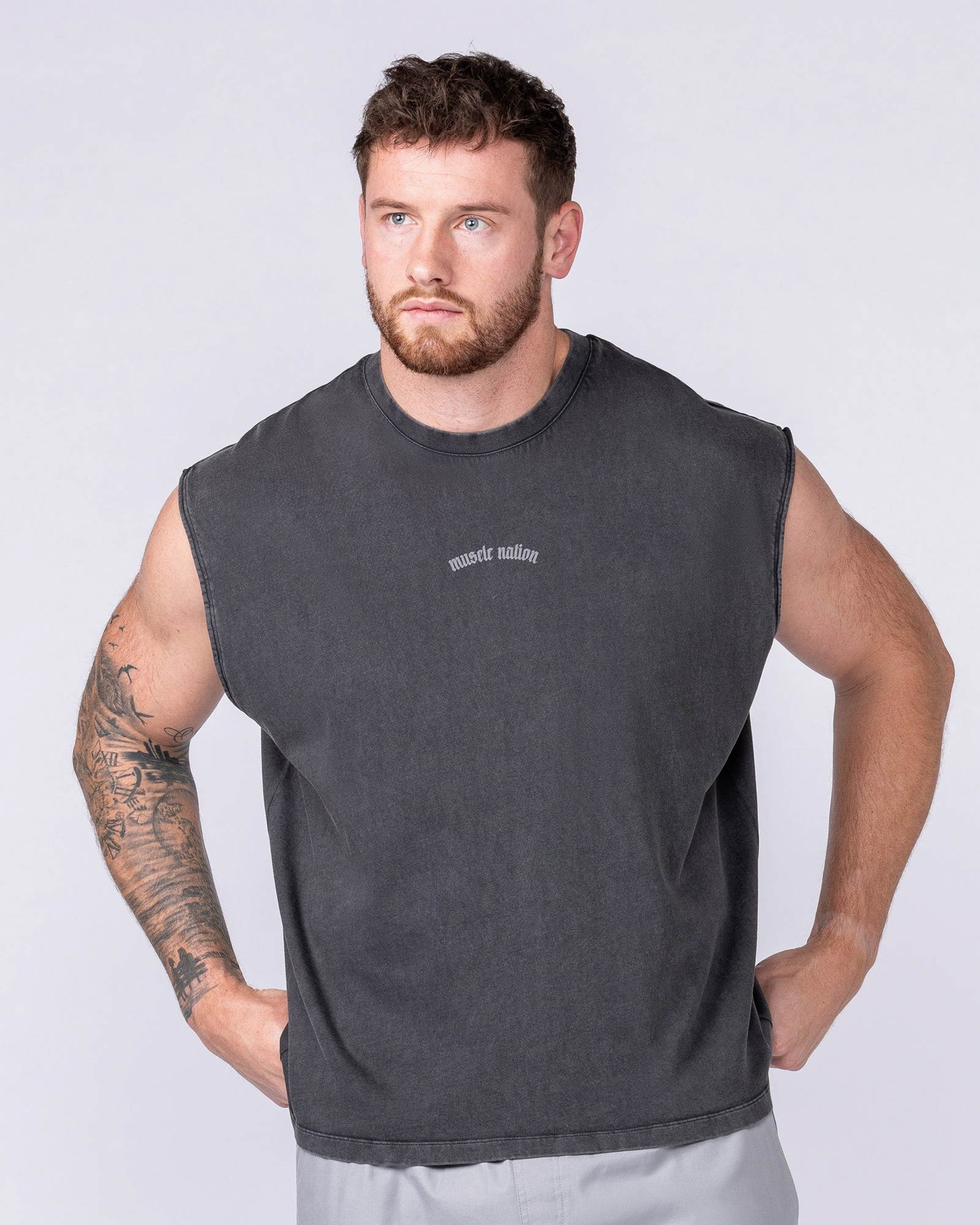Lifting Club Vintage Boxy Muscle Tank - Washed Black
