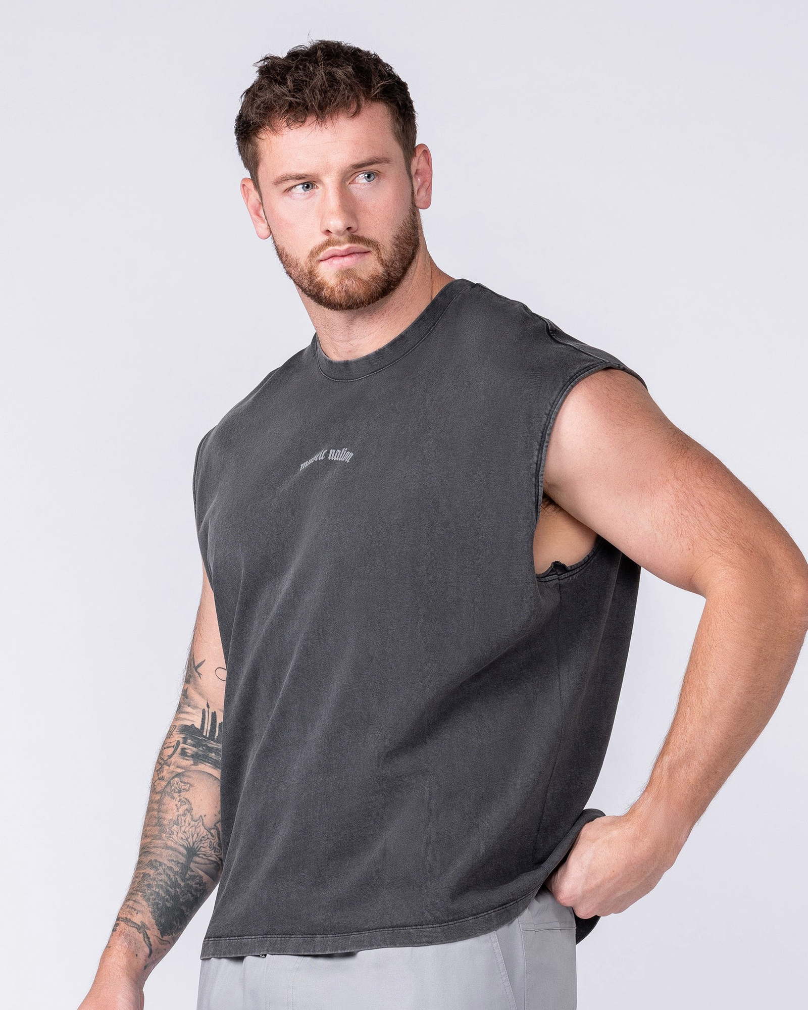 Lifting Club Vintage Boxy Muscle Tank - Washed Black