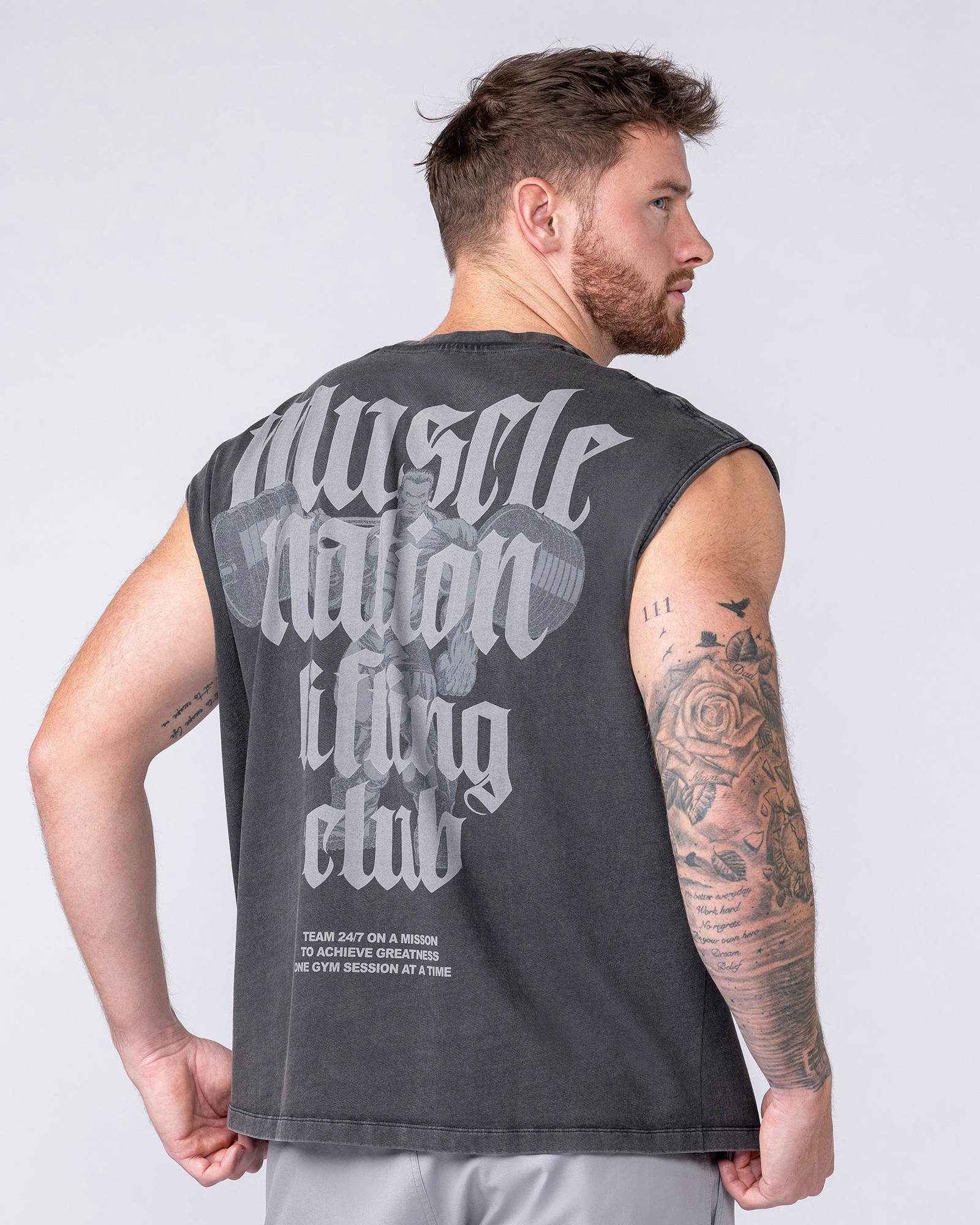 Lifting Club Vintage Boxy Muscle Tank - Washed Black