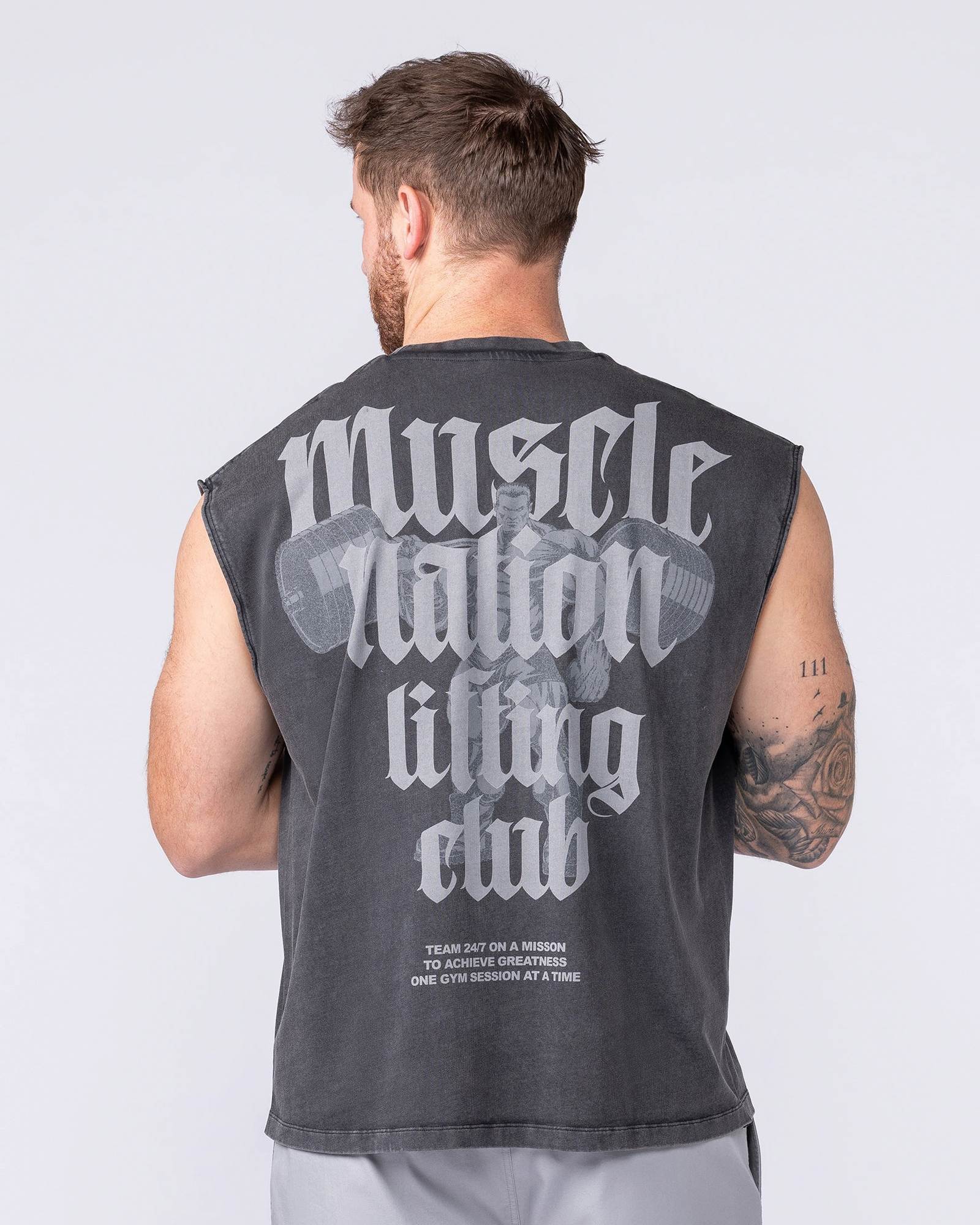Lifting Club Vintage Boxy Muscle Tank - Washed Black