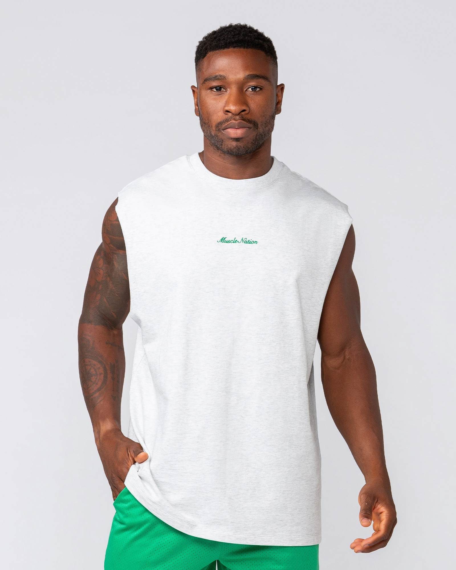 Loopback Muscle Tank - Snow Grey Marl