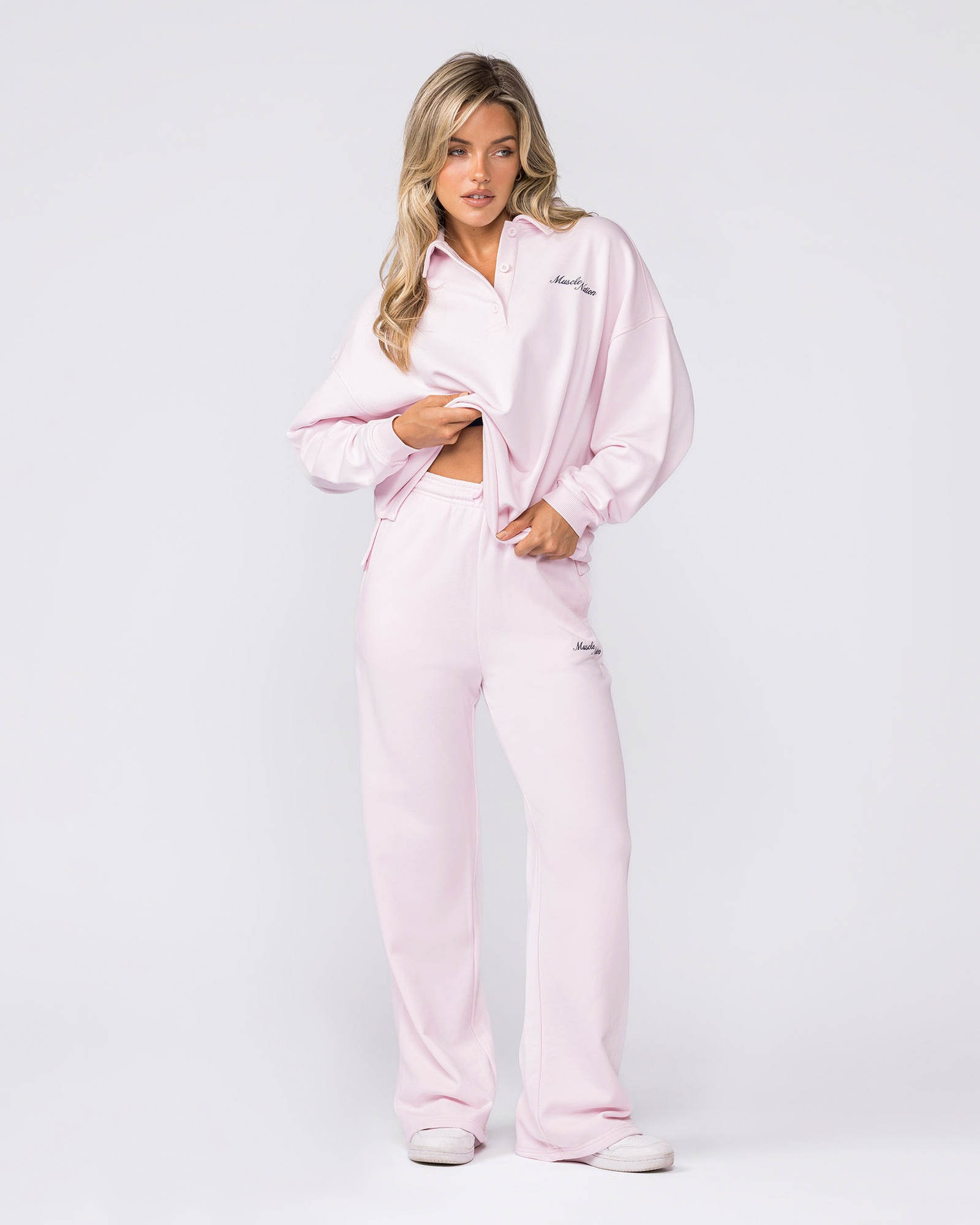 Loopback Straight Leg Trackies - Babydoll