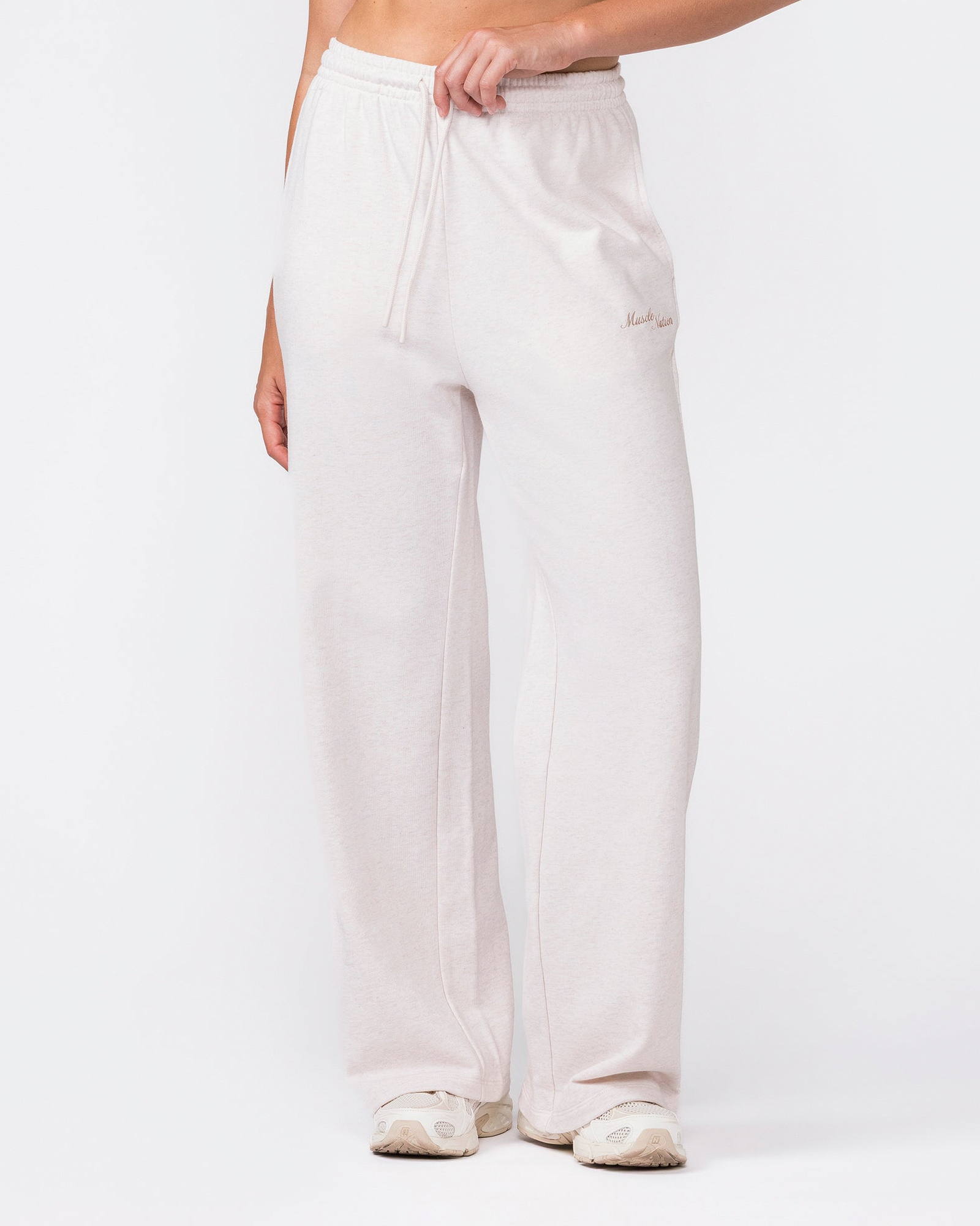 Loopback Straight Leg Trackies - Dew Marl
