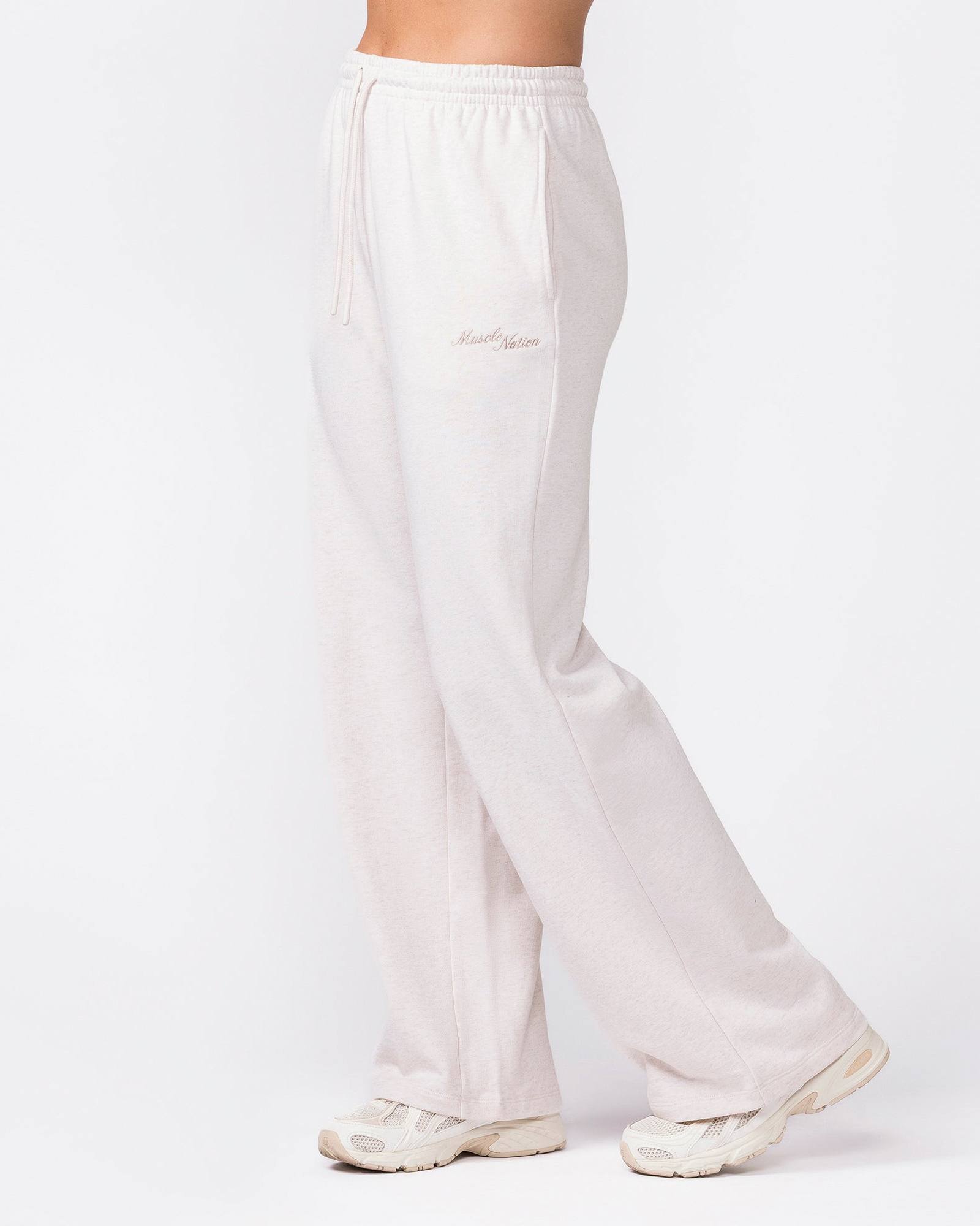 Loopback Straight Leg Trackies - Dew Marl