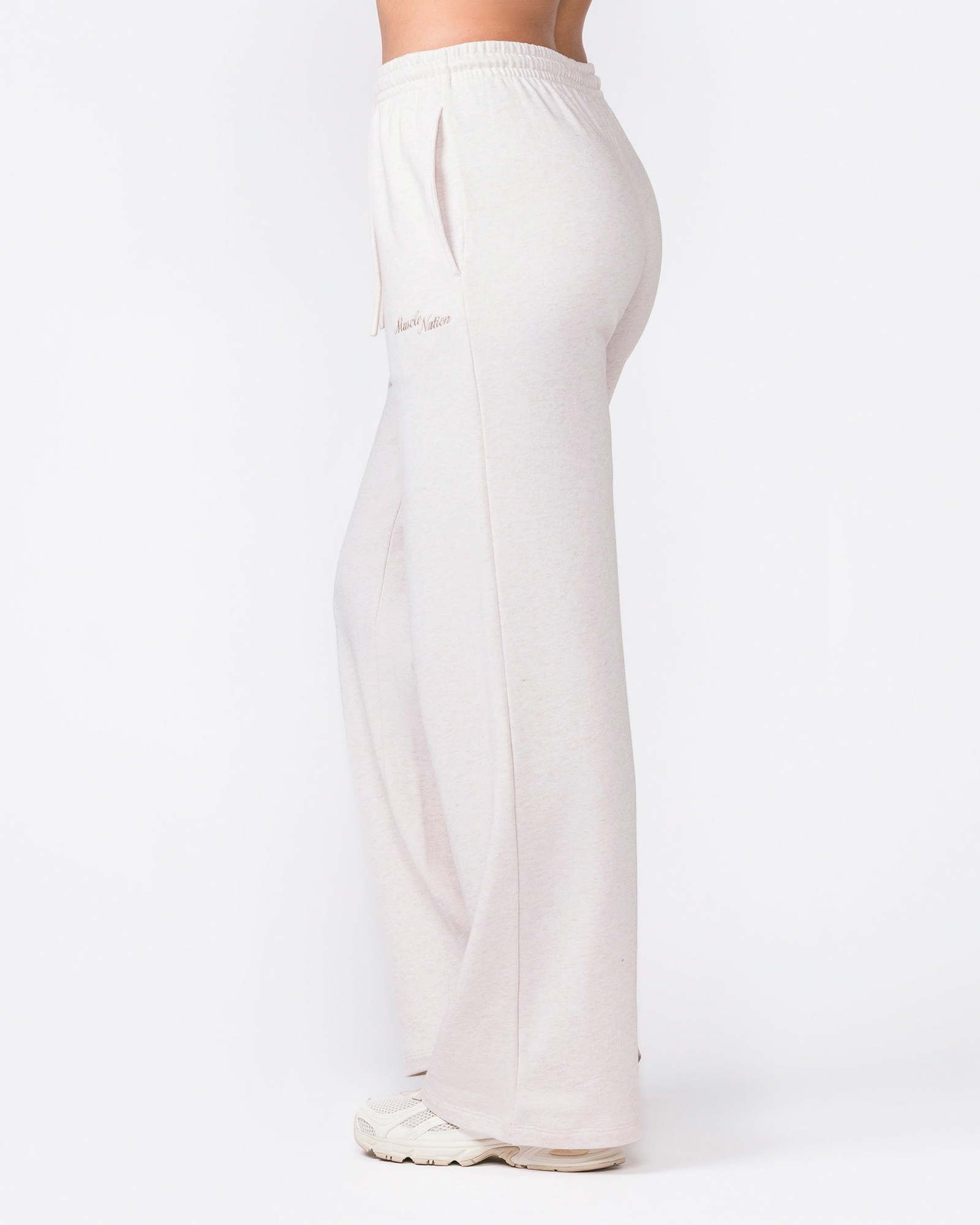 Loopback Straight Leg Trackies - Dew Marl