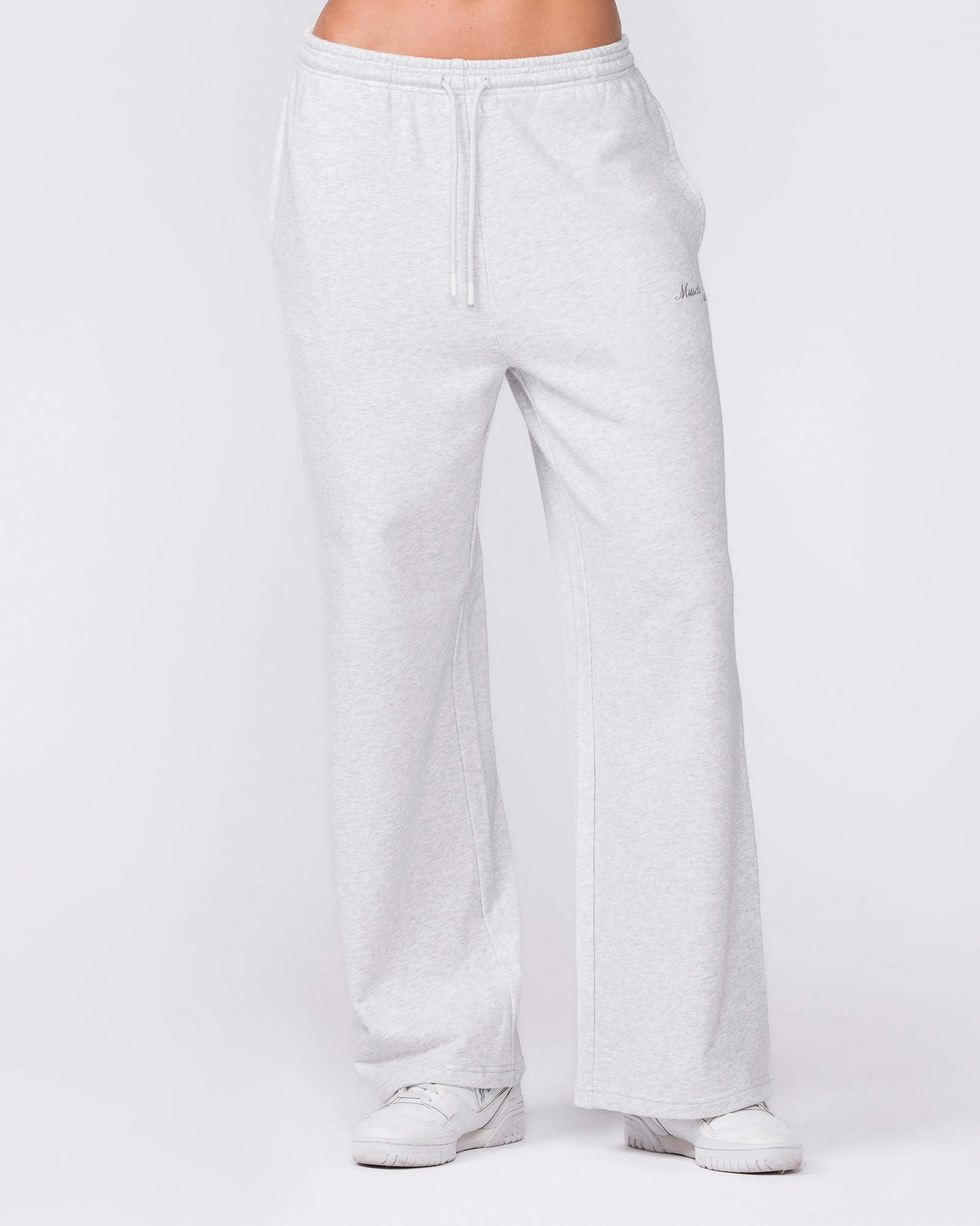 Loopback Straight Leg Trackies - Snow Grey Marl
