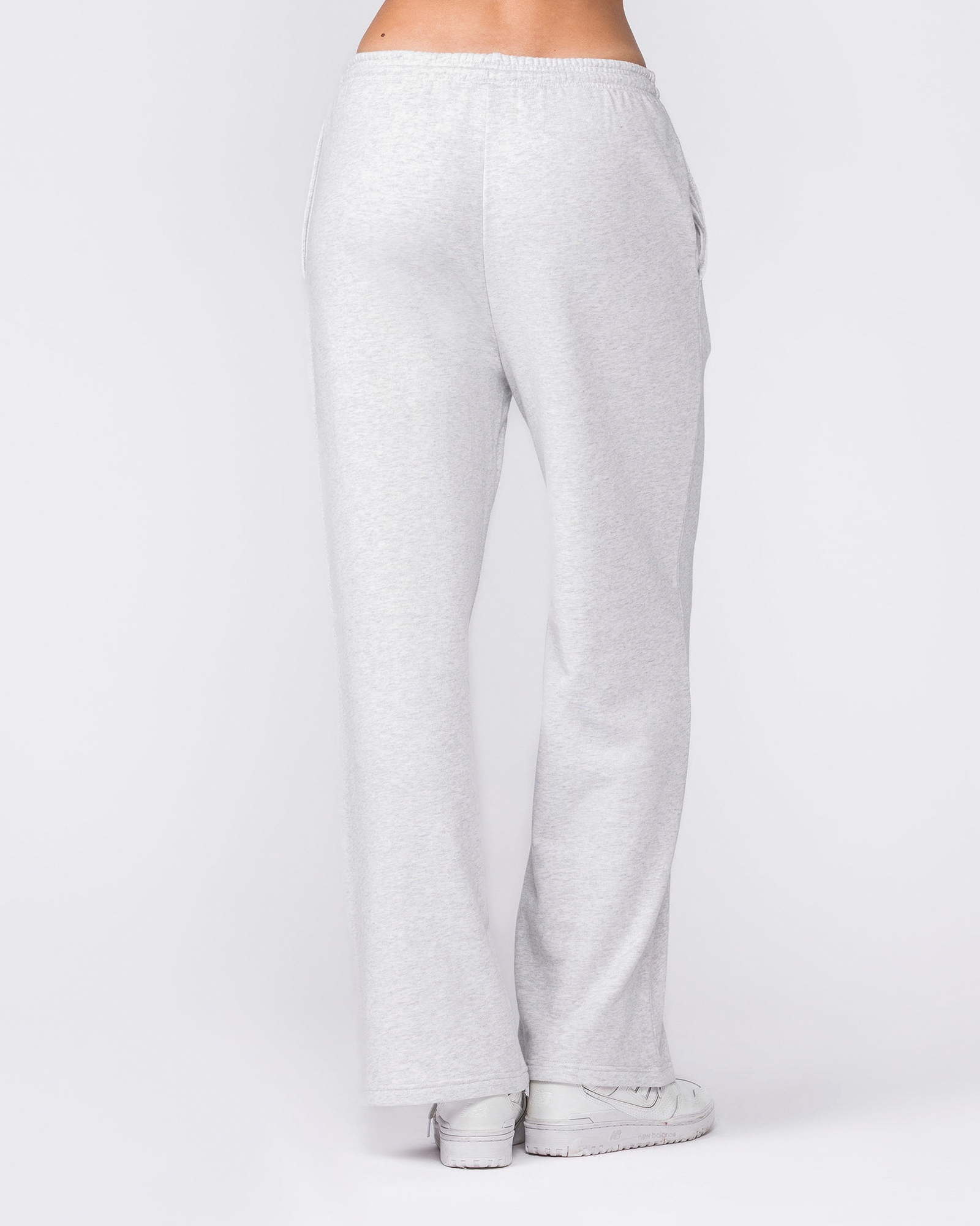 Loopback Straight Leg Trackies - Snow Grey Marl