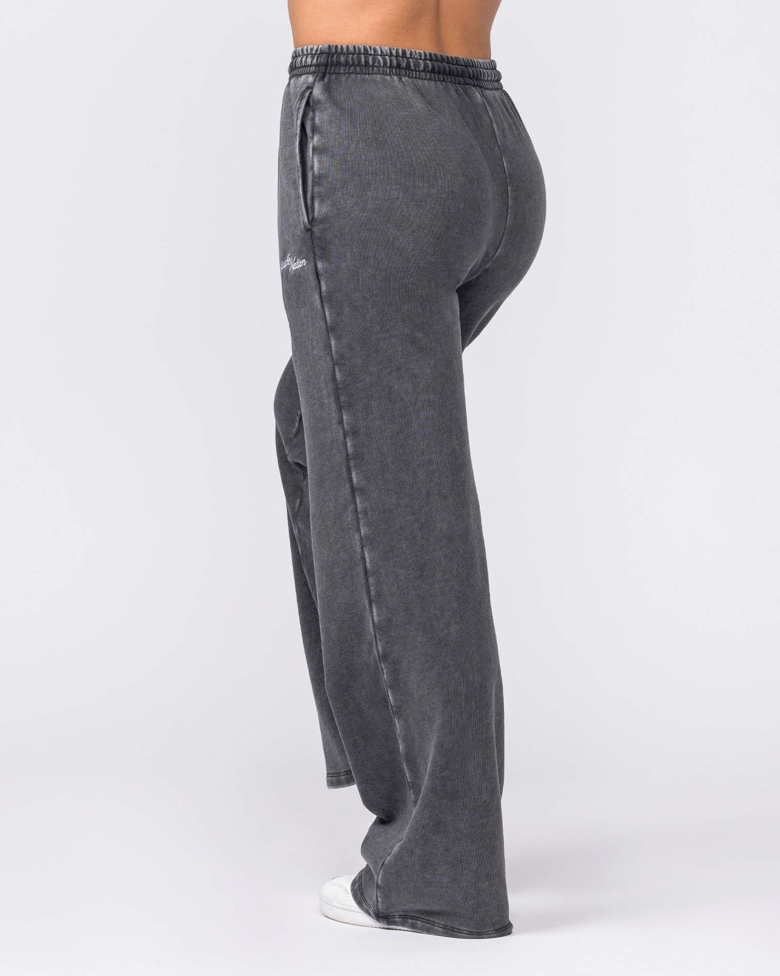Loopback Straight Leg Vintage Trackies - Washed Black
