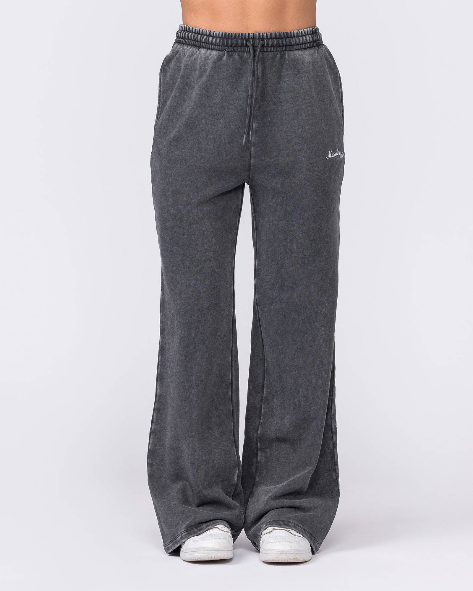 Loopback Straight Leg Vintage Trackies - Washed Black