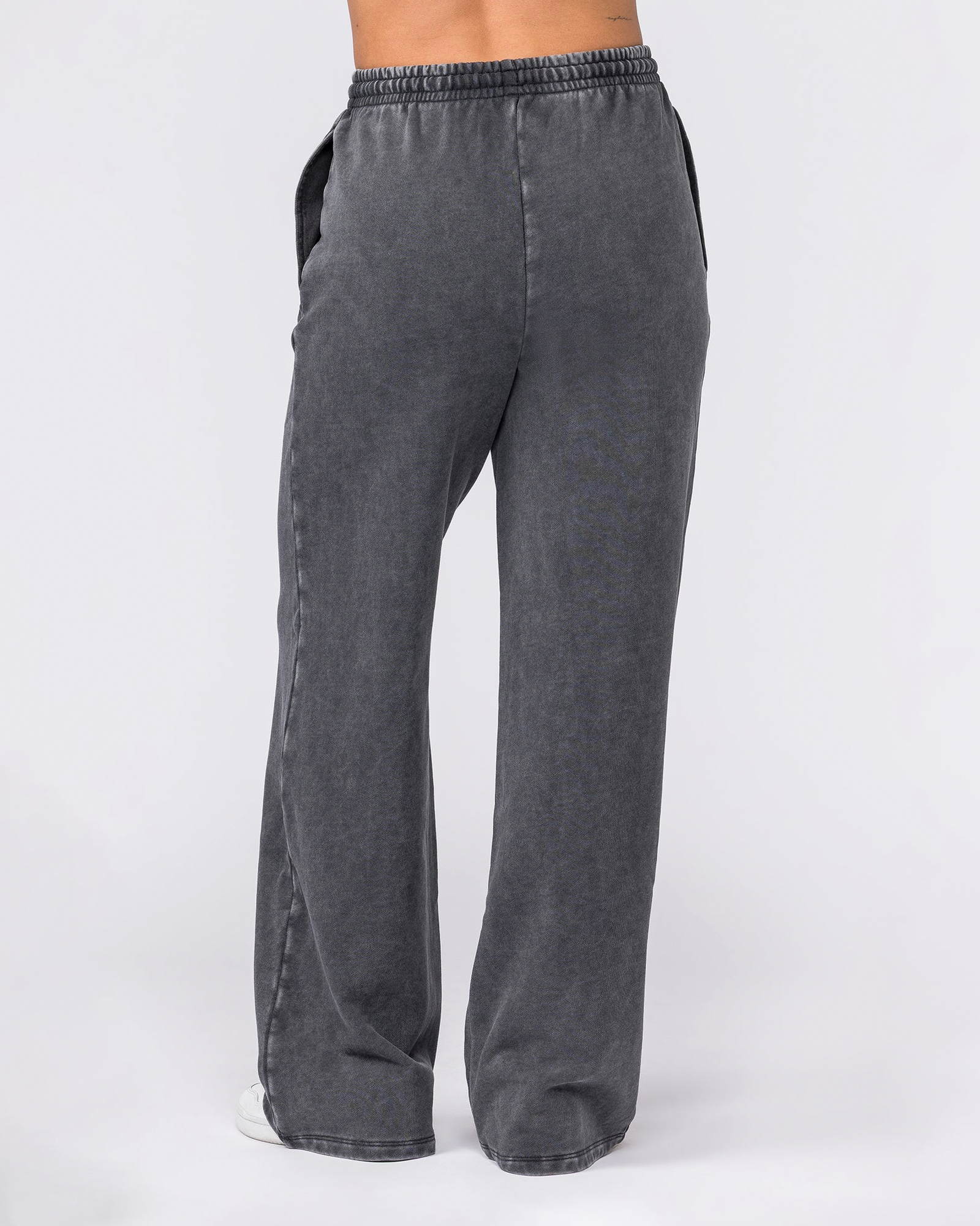 Loopback Straight Leg Vintage Trackies - Washed Black