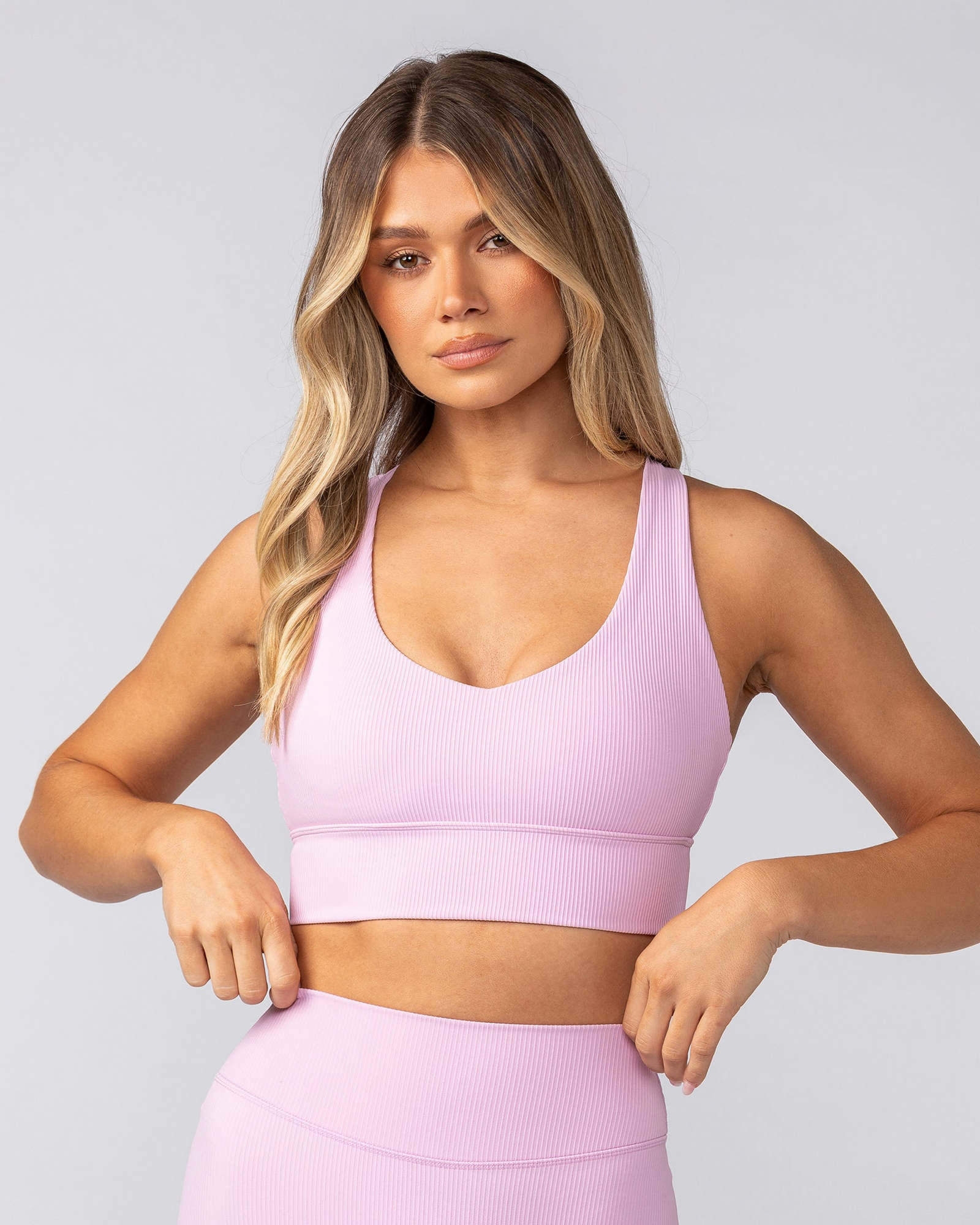 Lover Longline Rib Bra - Fairy Floss