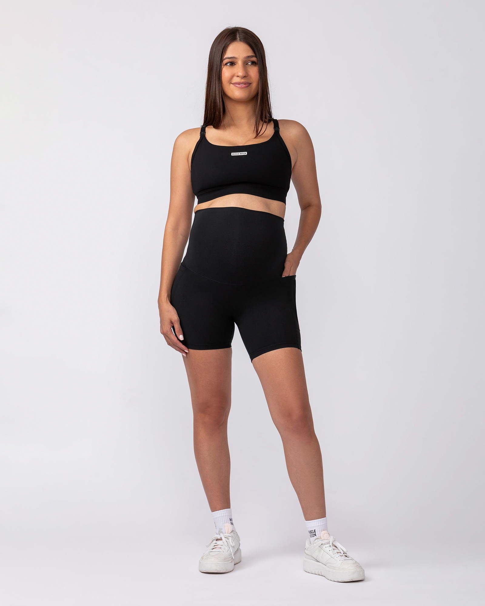 Maternity Everyday Pocket Bike Shorts - Black