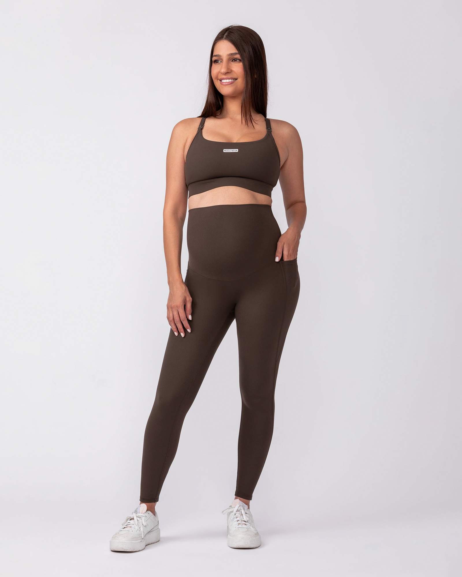 Maternity Everyday Pocket Leggings - Deep Brown