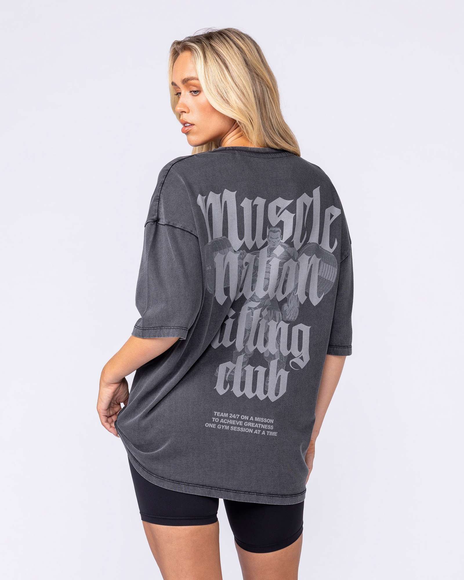 Lifting Club Oversized Vintage Tee - Washed Black
