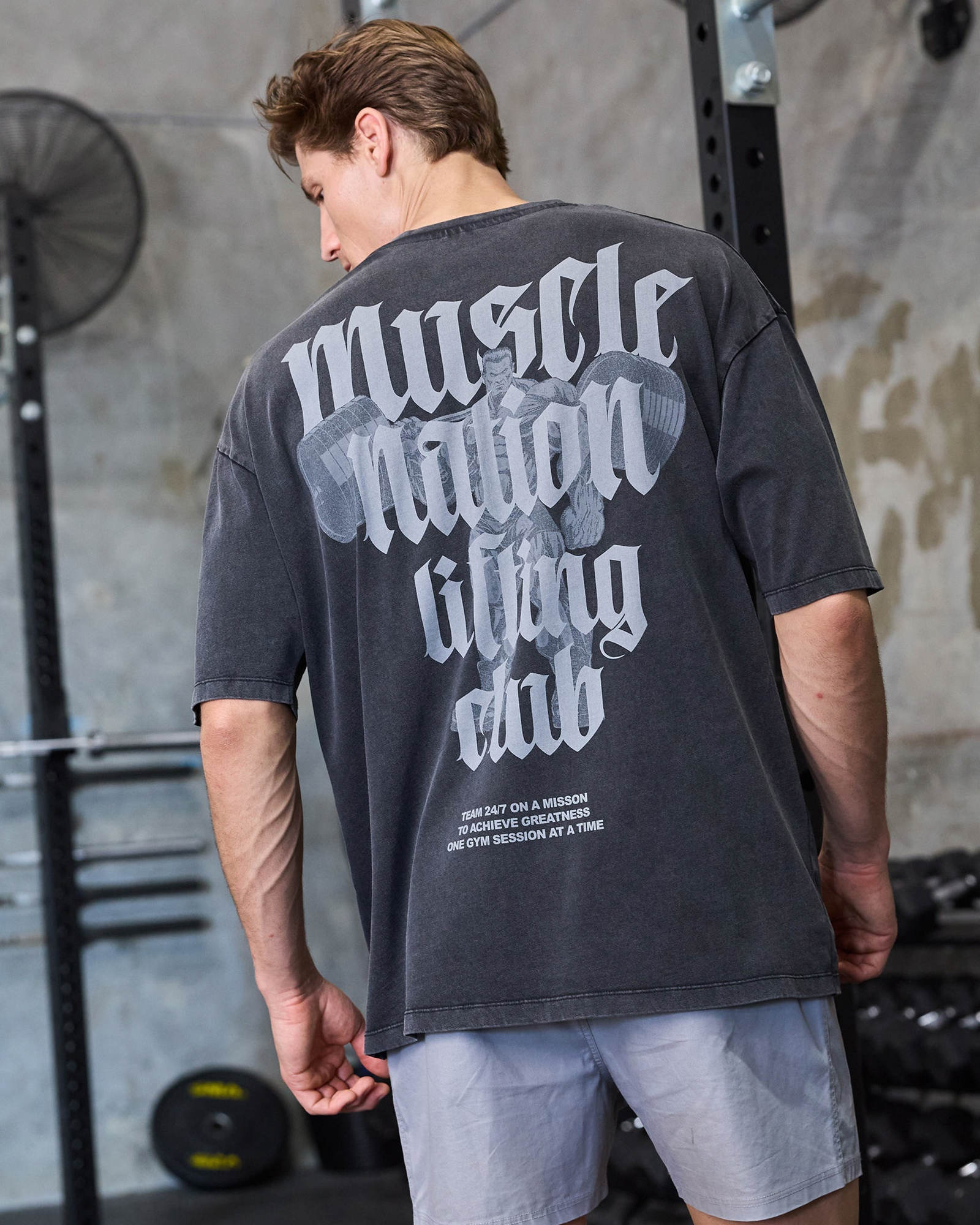 Lifting Club Oversized Vintage Tee - Washed Black
