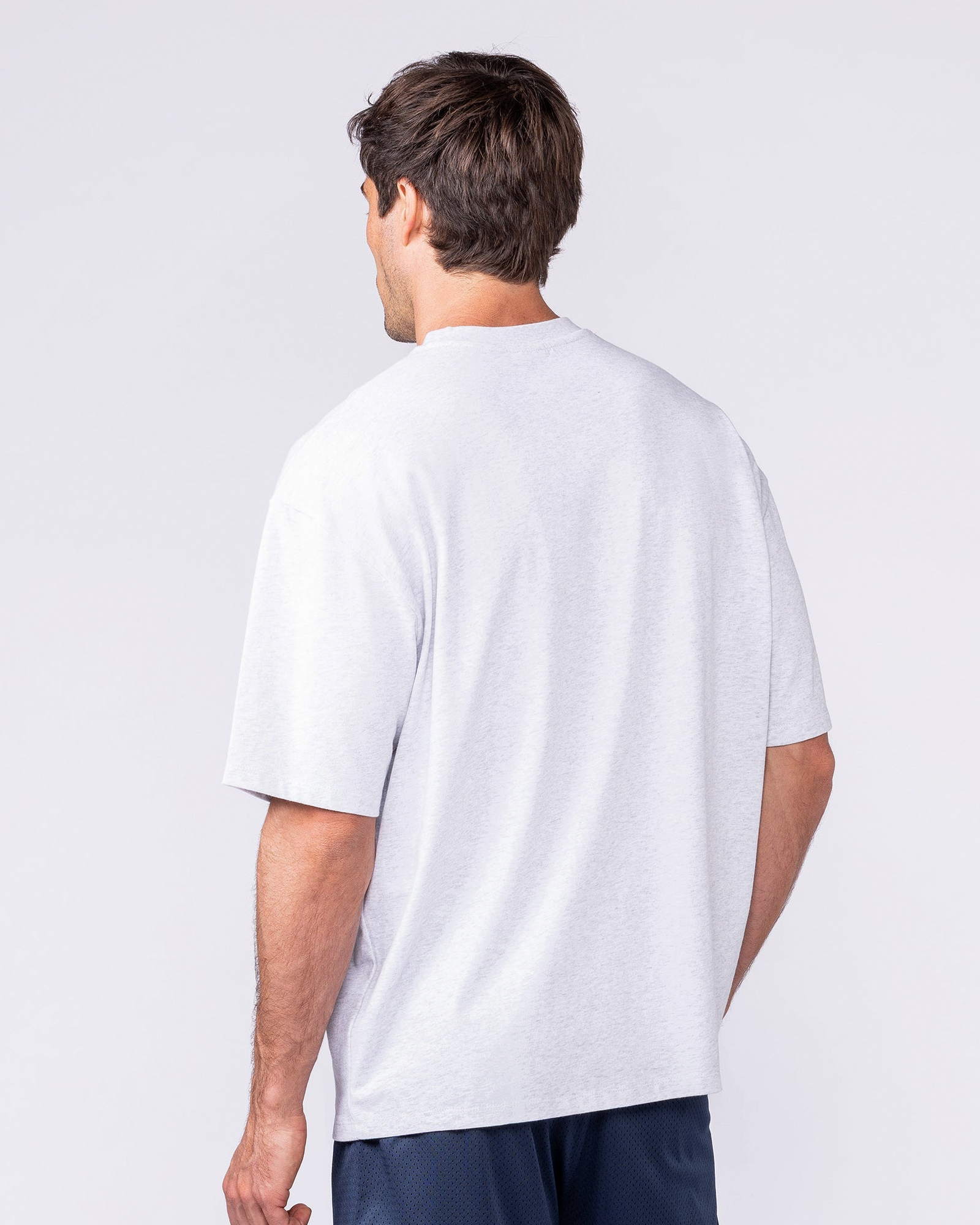 Mens Running Club Oversized Tee - Snow Grey Marl