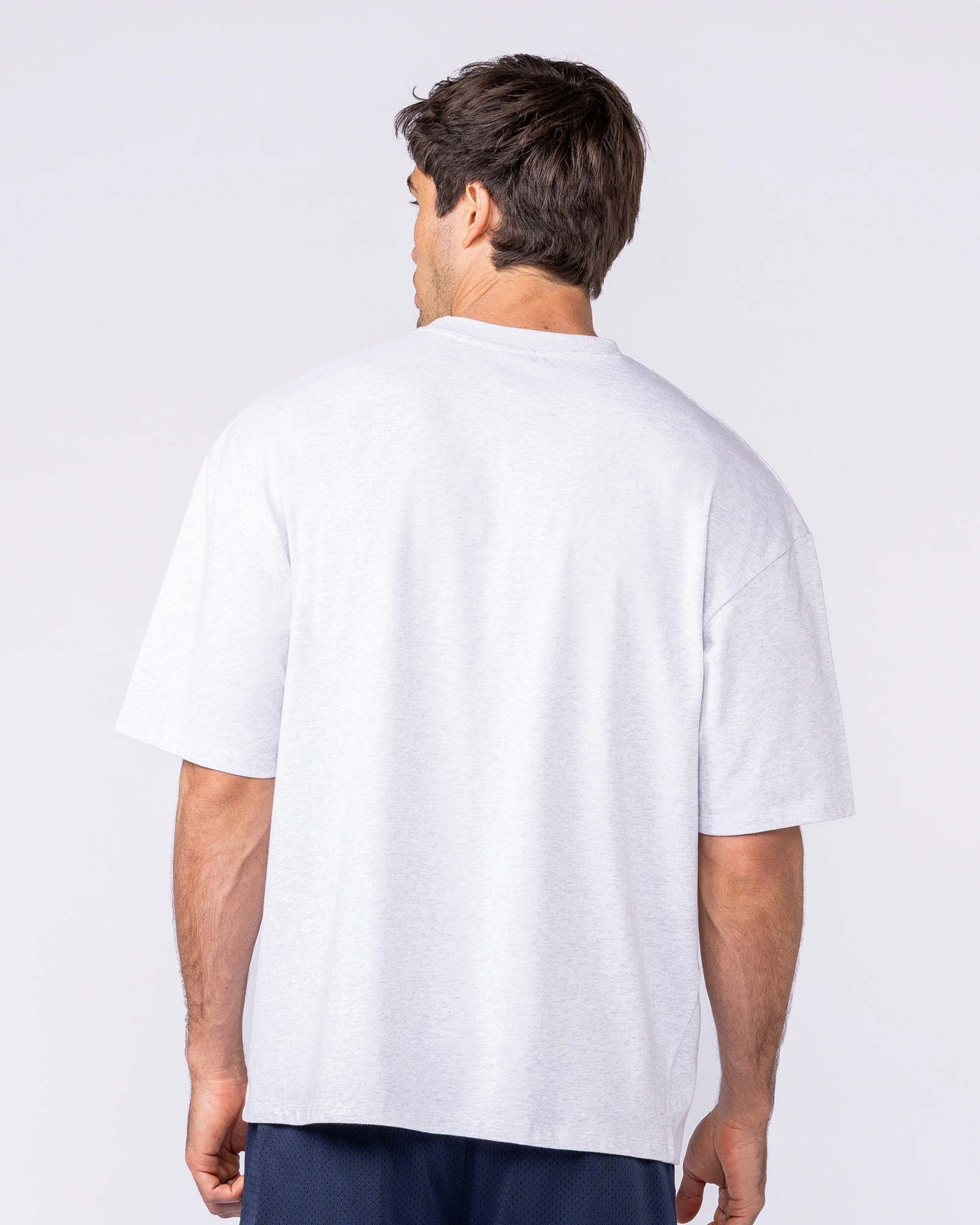 Mens Running Club Oversized Tee - Snow Grey Marl