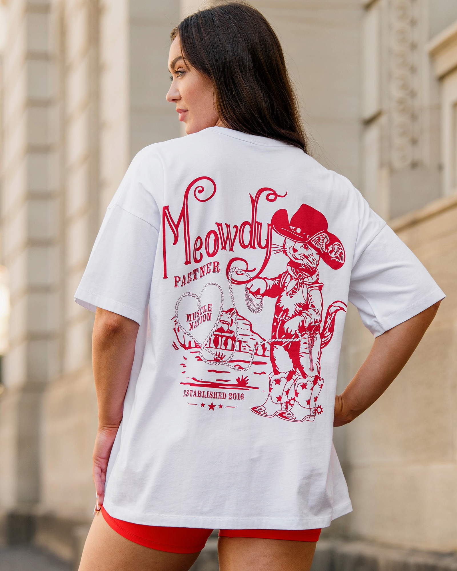 Meowdy Partner Oversized Tee - White