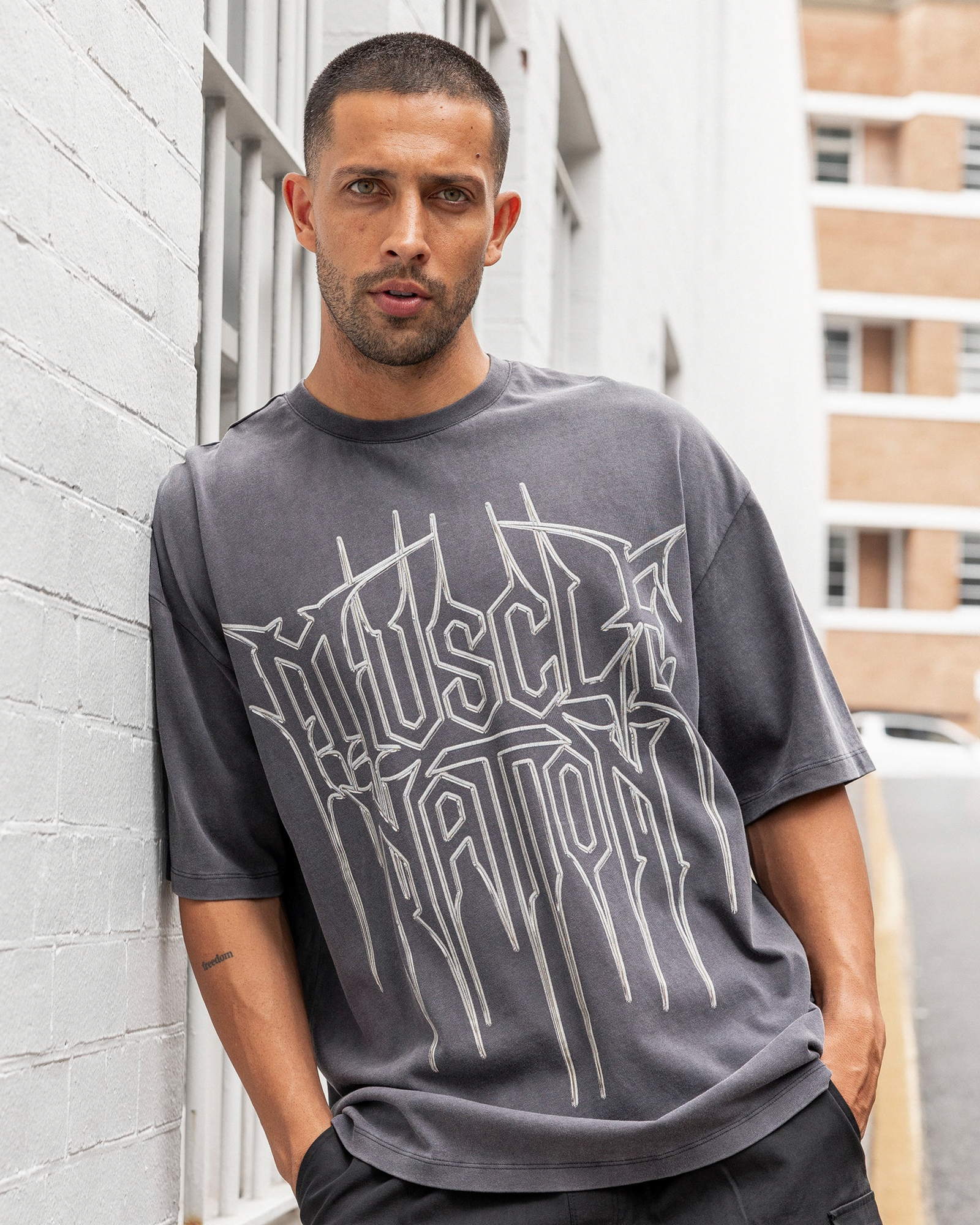 Metalcore Oversized Vintage Tee - Washed Dark Tornado