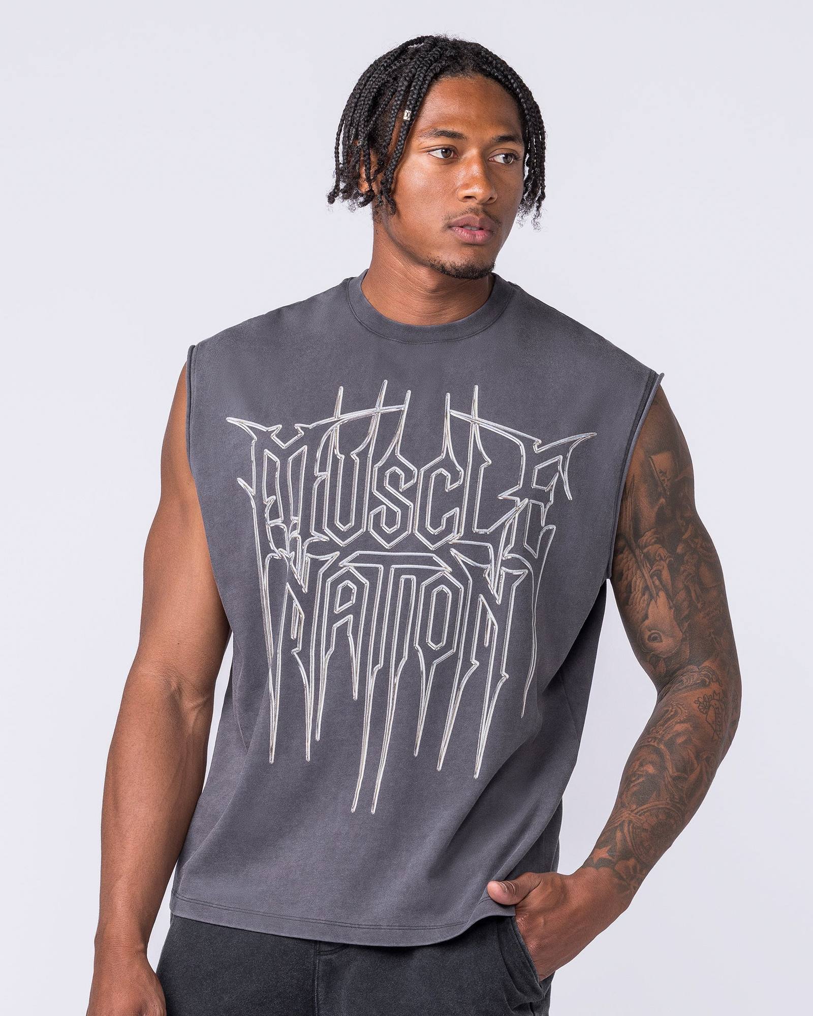 Metalcore Vintage Boxy Muscle Tank - Washed Dark Tornado