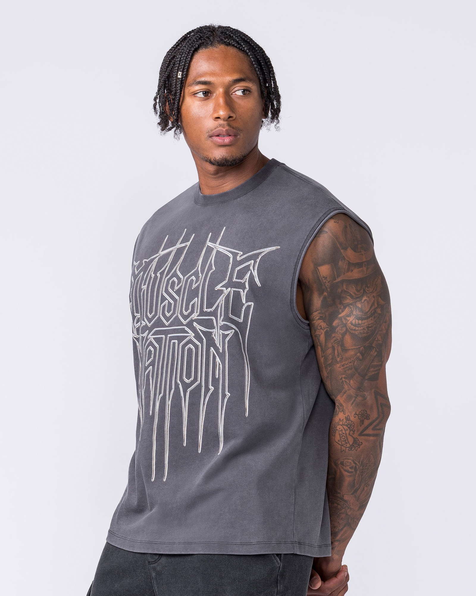 Metalcore Vintage Boxy Muscle Tank - Washed Dark Tornado
