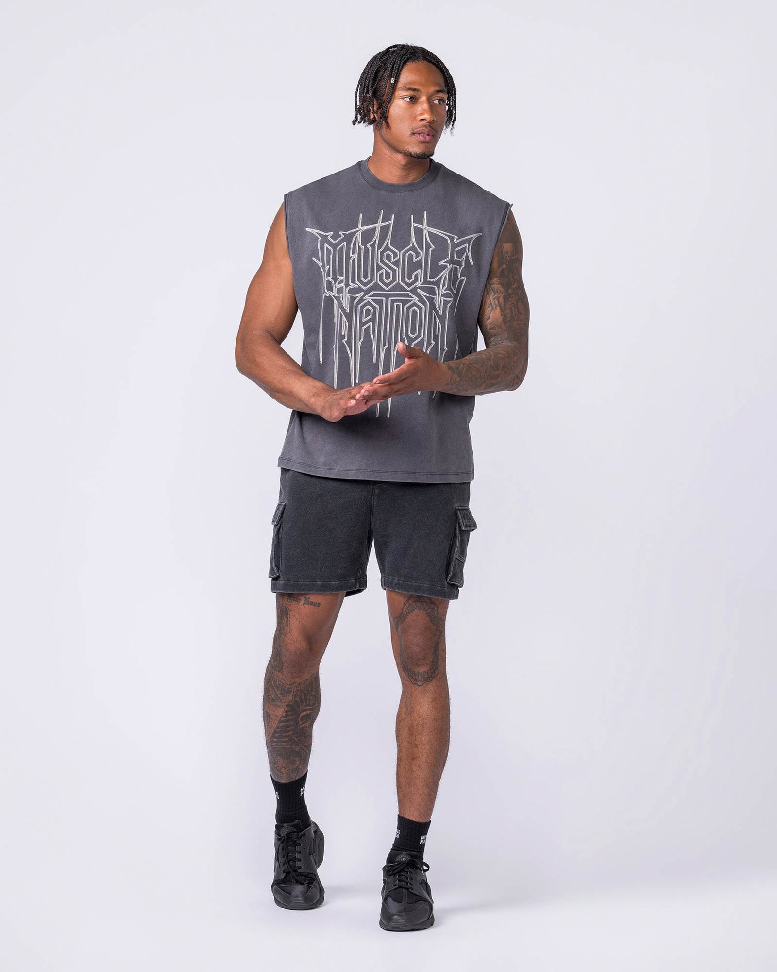 Metalcore Vintage Boxy Muscle Tank - Washed Dark Tornado