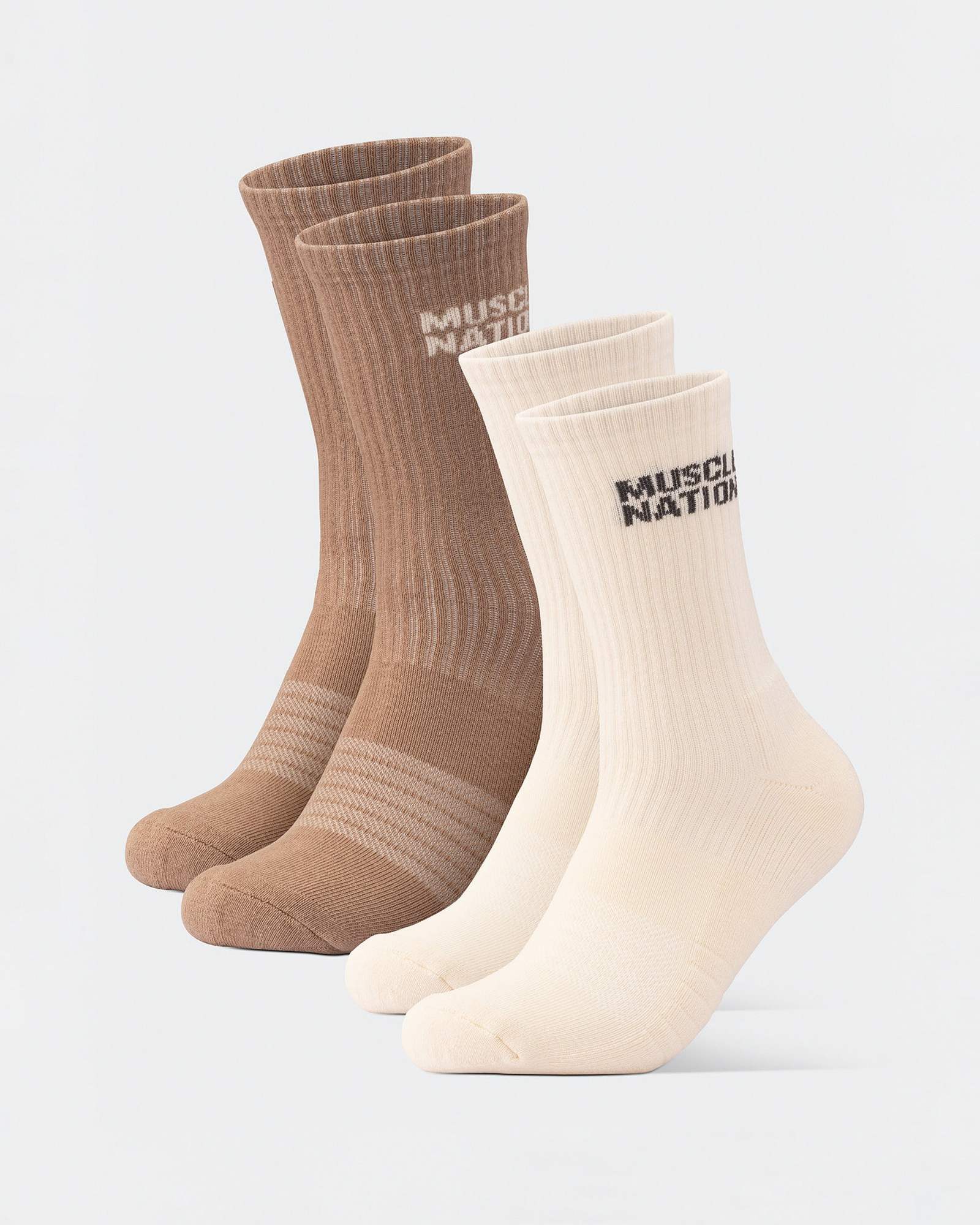 Mens Essential Crew Socks (2x Pack) - Taupe / Dew