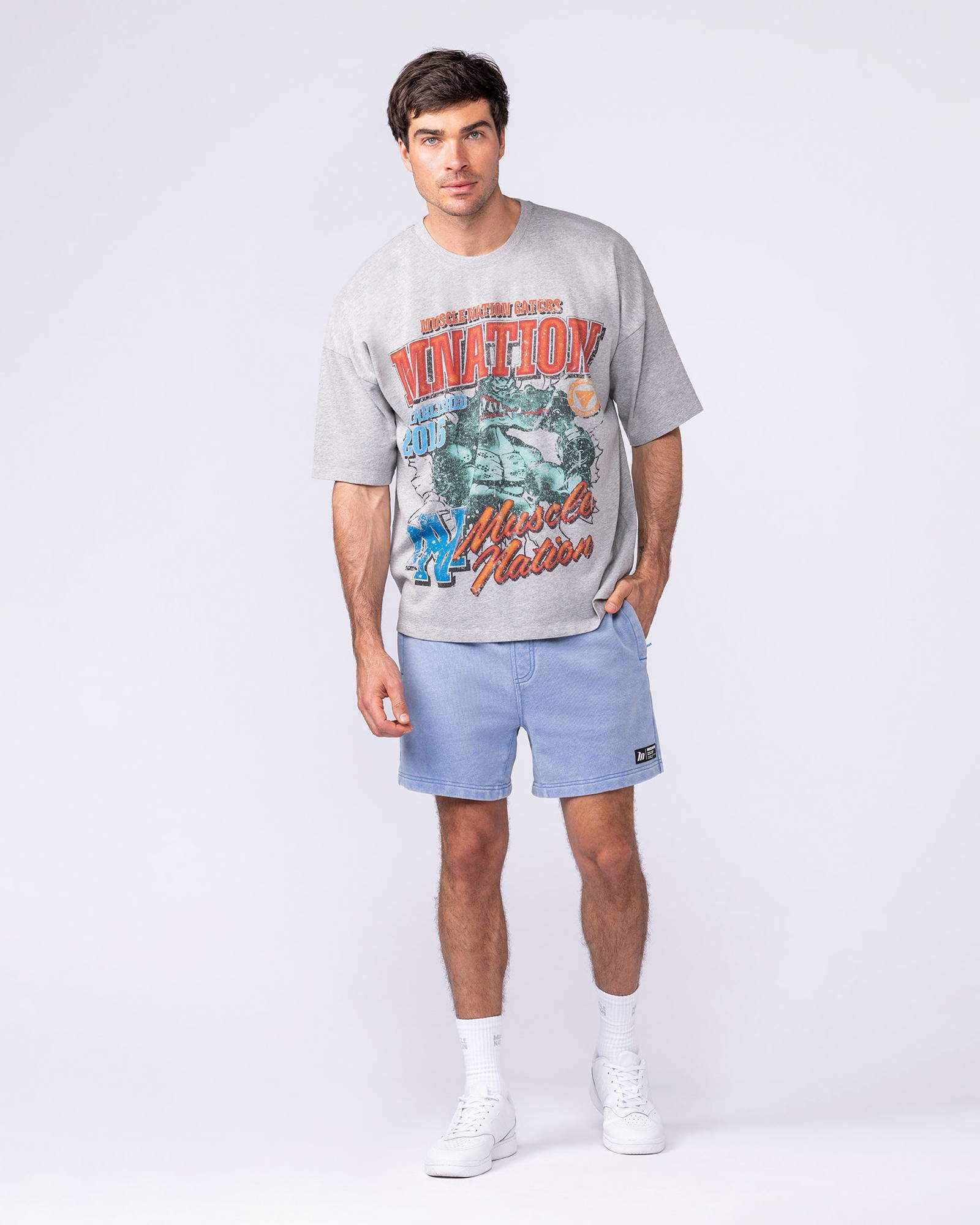 Gators Oversized Boxy Tee - Light Grey Marl