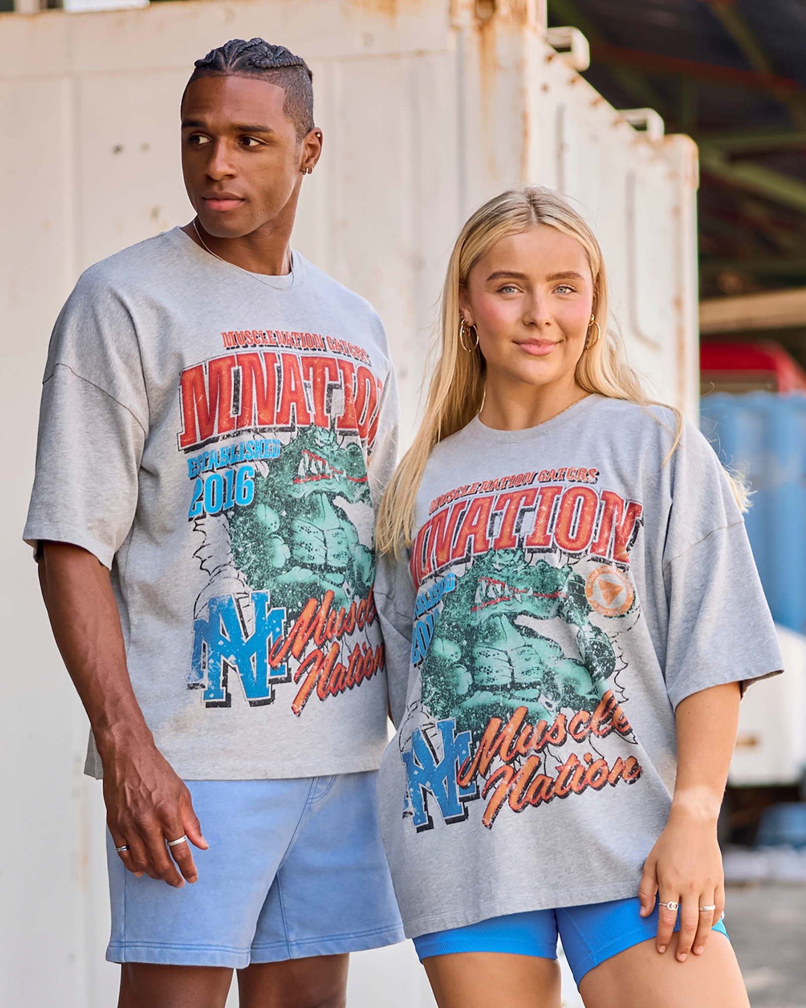 Gators Oversized Boxy Tee - Light Grey Marl