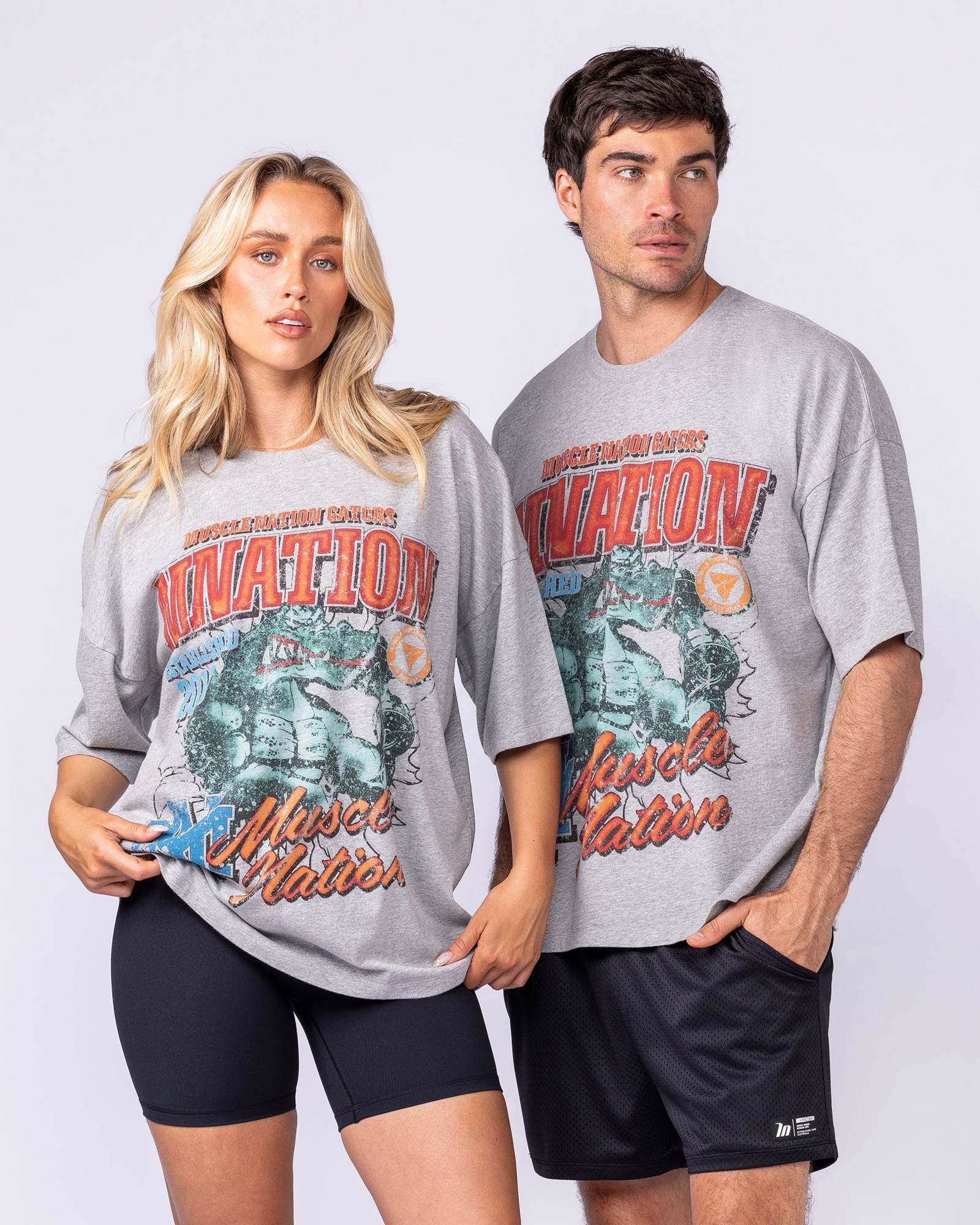 Gators Oversized Boxy Tee - Light Grey Marl