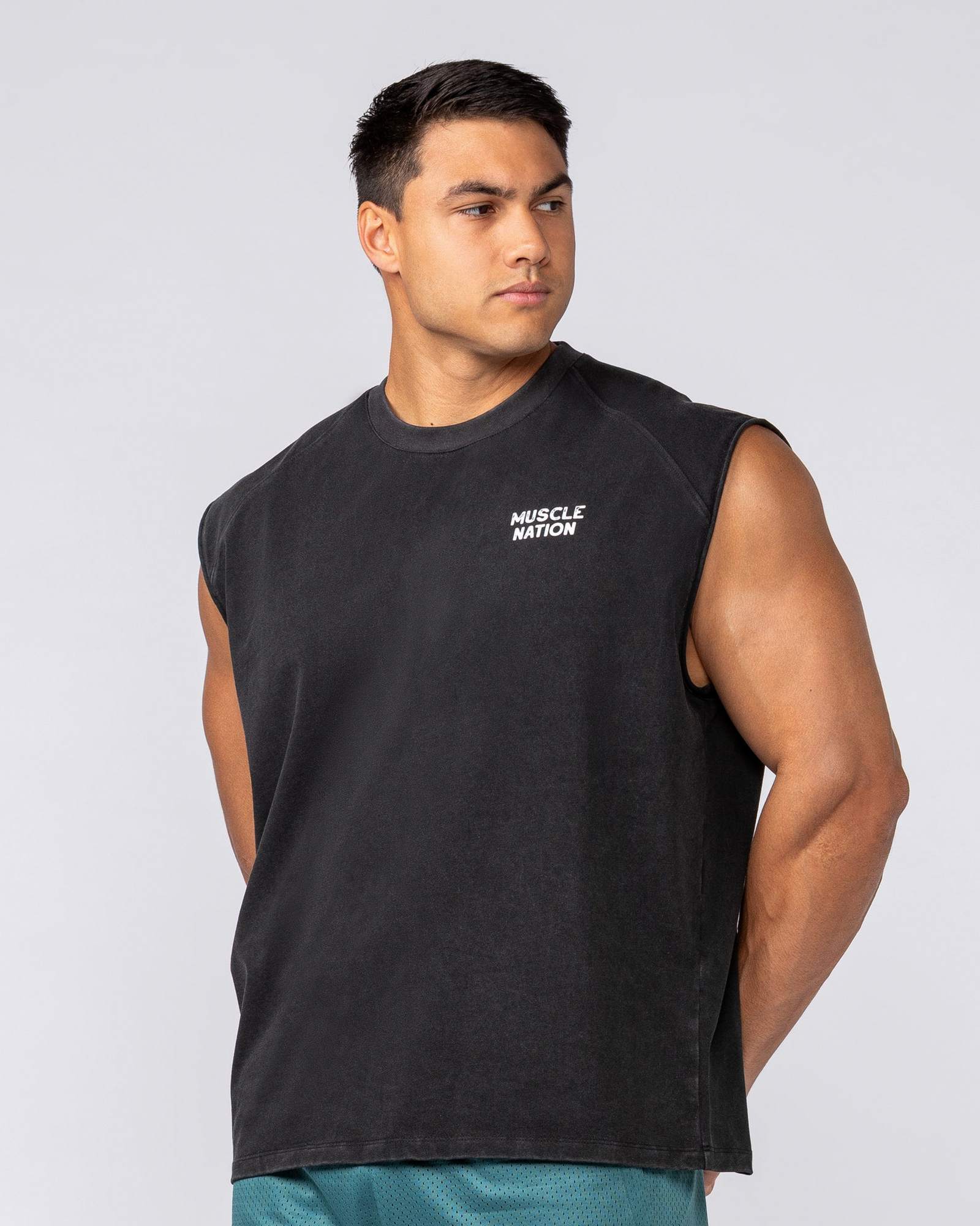 MNation Co Vintage Boxy Muscle Tank - Washed Black