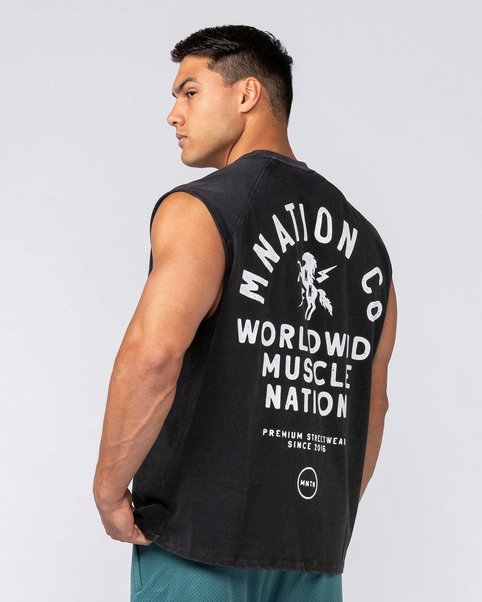 MNation Co Vintage Boxy Muscle Tank - Washed Black