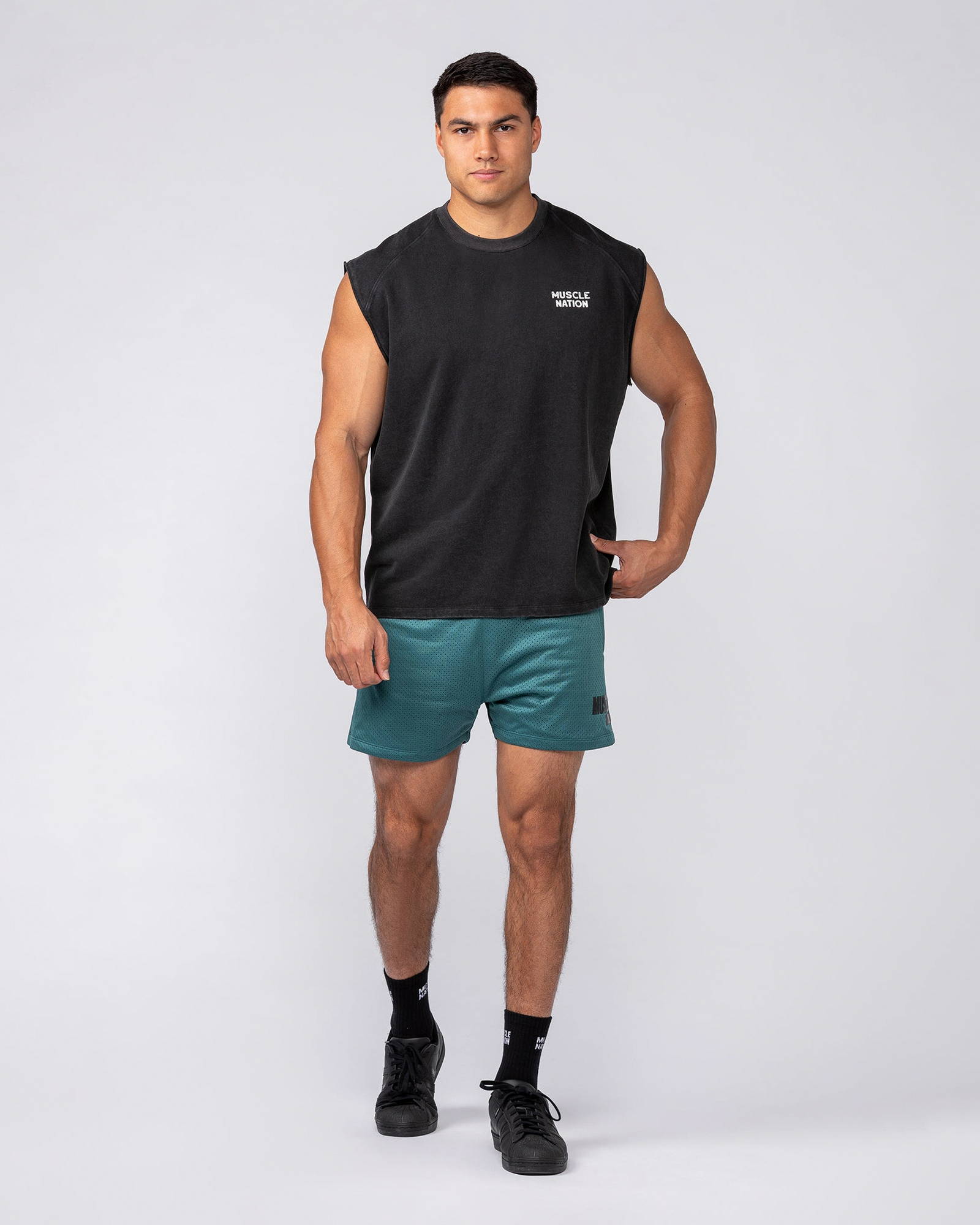 MNation Co Vintage Boxy Muscle Tank - Washed Black