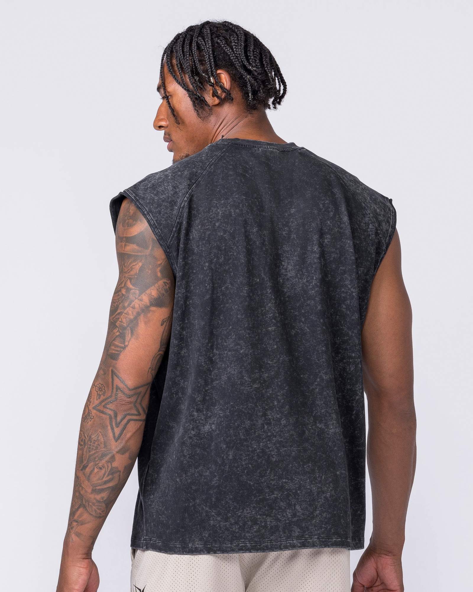 Night Rider Vintage Boxy Muscle Tank - Washed Black