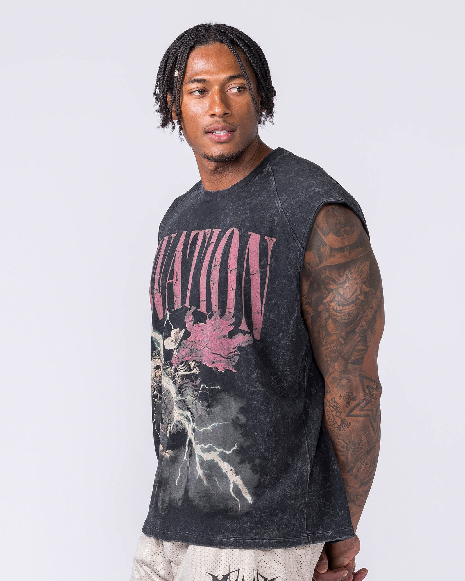 Night Rider Vintage Boxy Muscle Tank - Washed Black