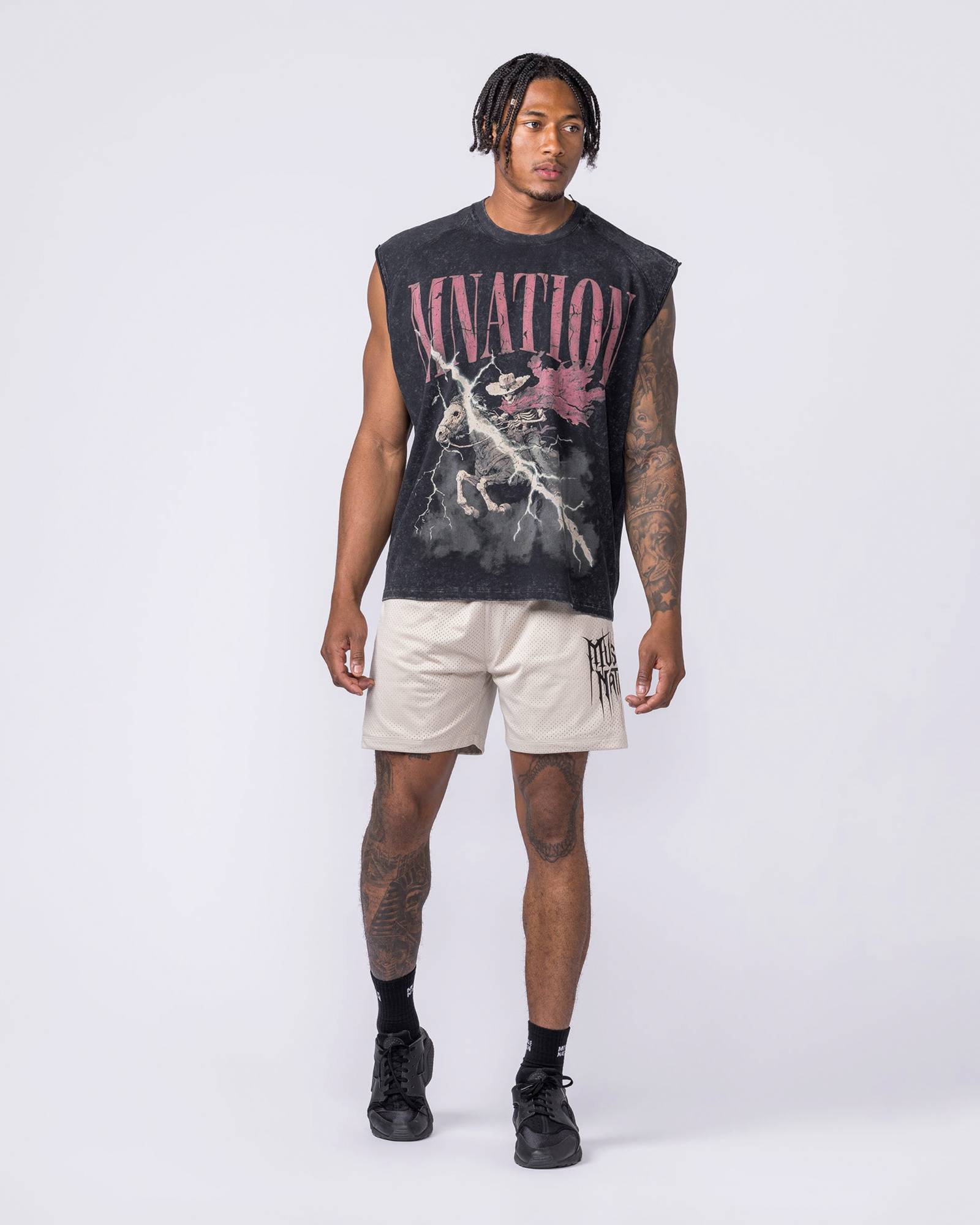 Night Rider Vintage Boxy Muscle Tank - Washed Black
