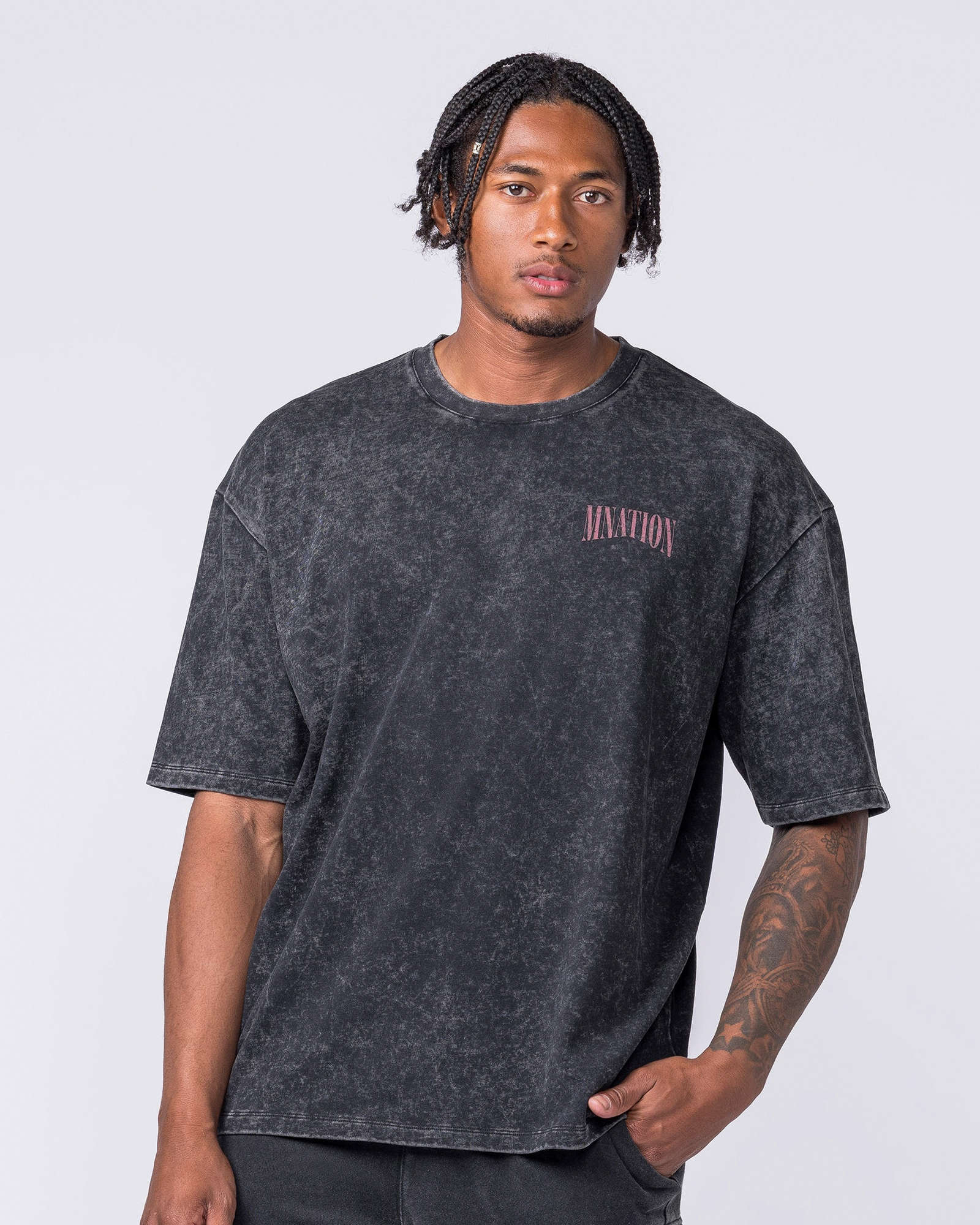 Night Rider Vintage Oversized Tee - Washed Black